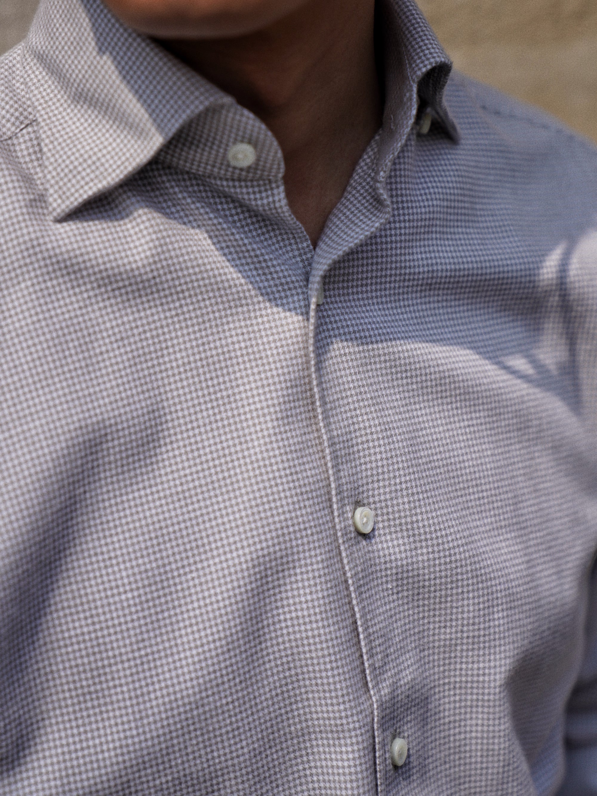 Houndstooth Cotton Yakwool Flannel Shirt 2