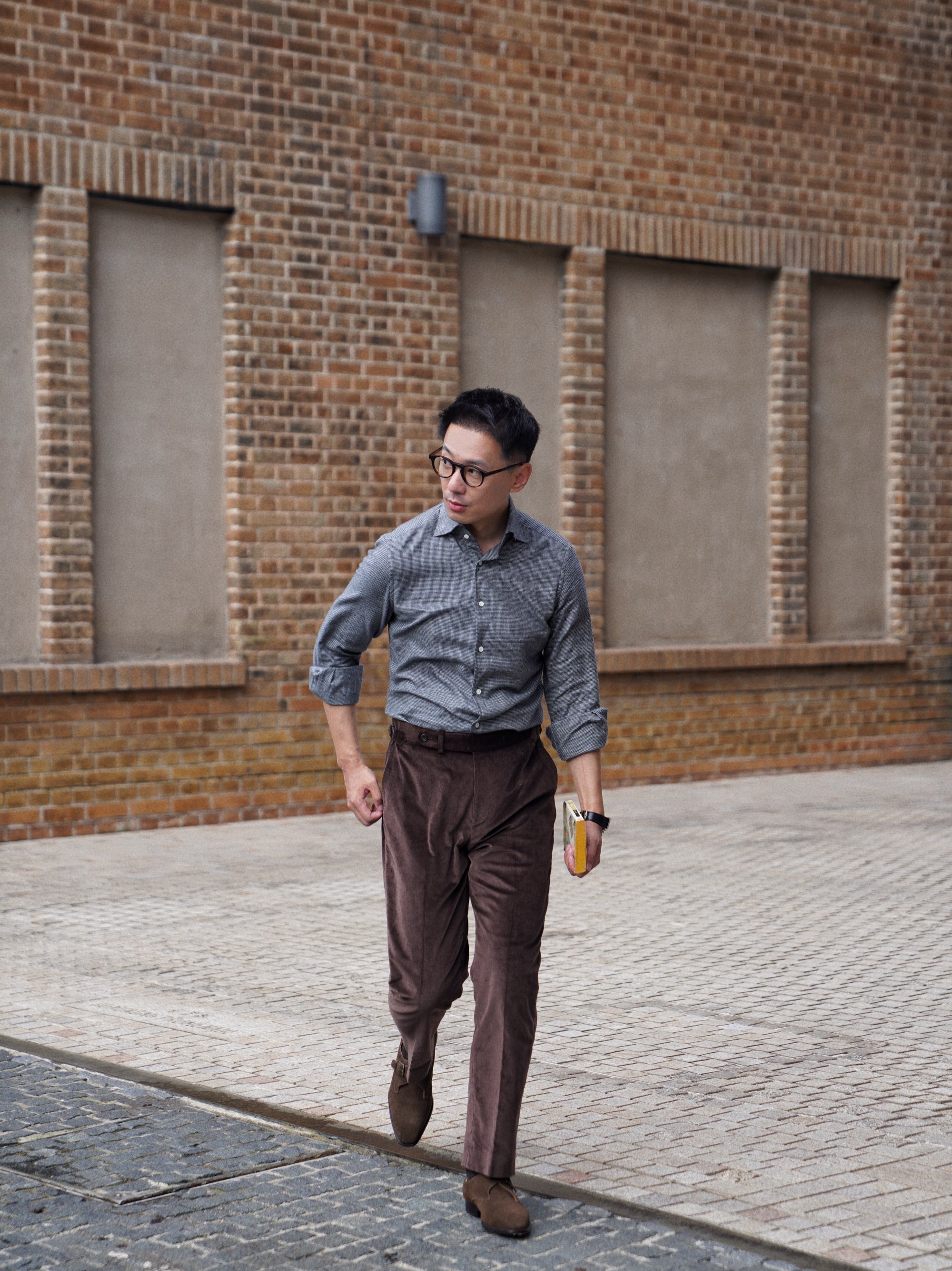 Houndstooth Cotton Yakwool Flannel Shirt 2
