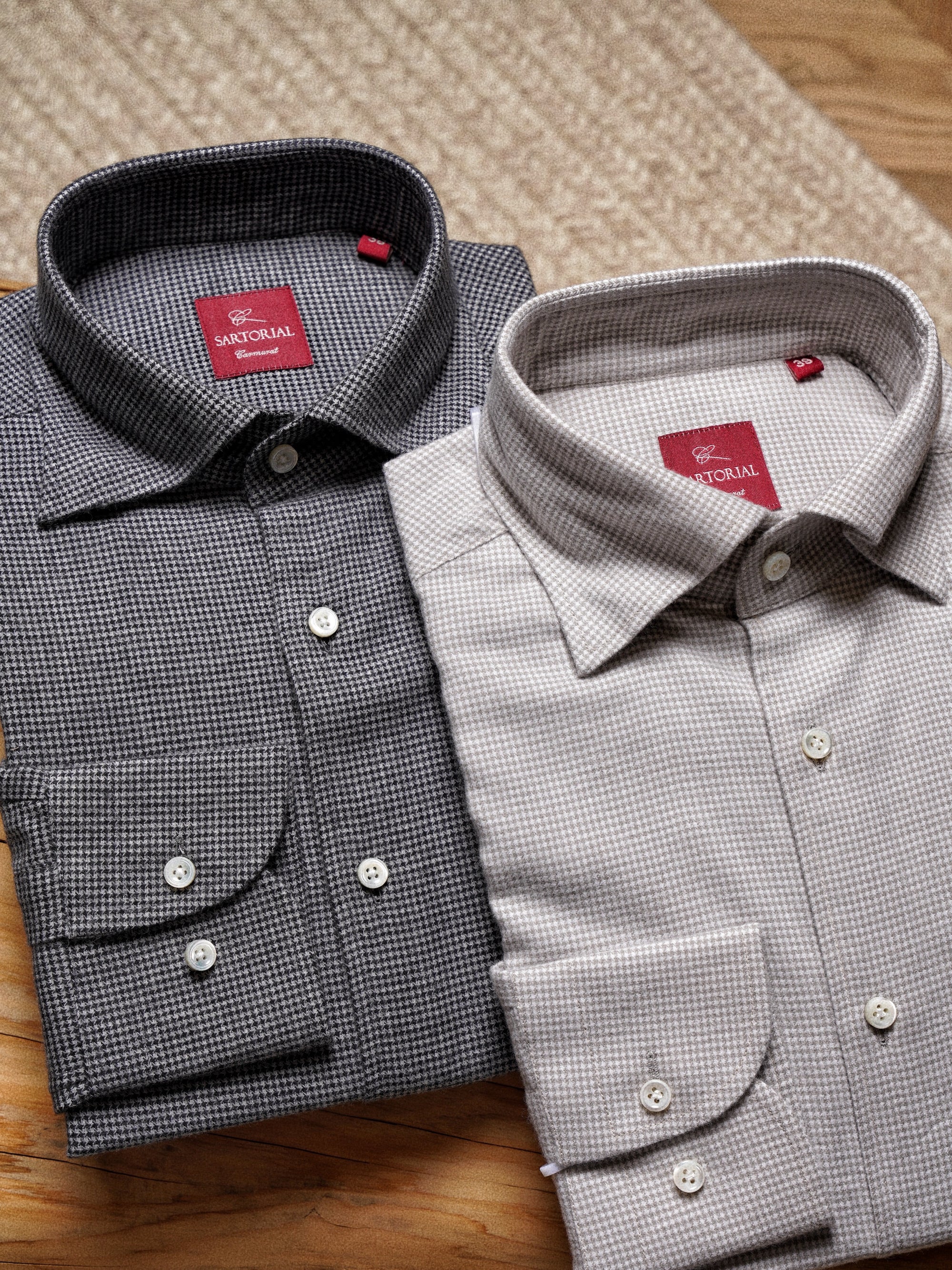 Houndstooth Cotton Yakwool Flannel Shirt 2