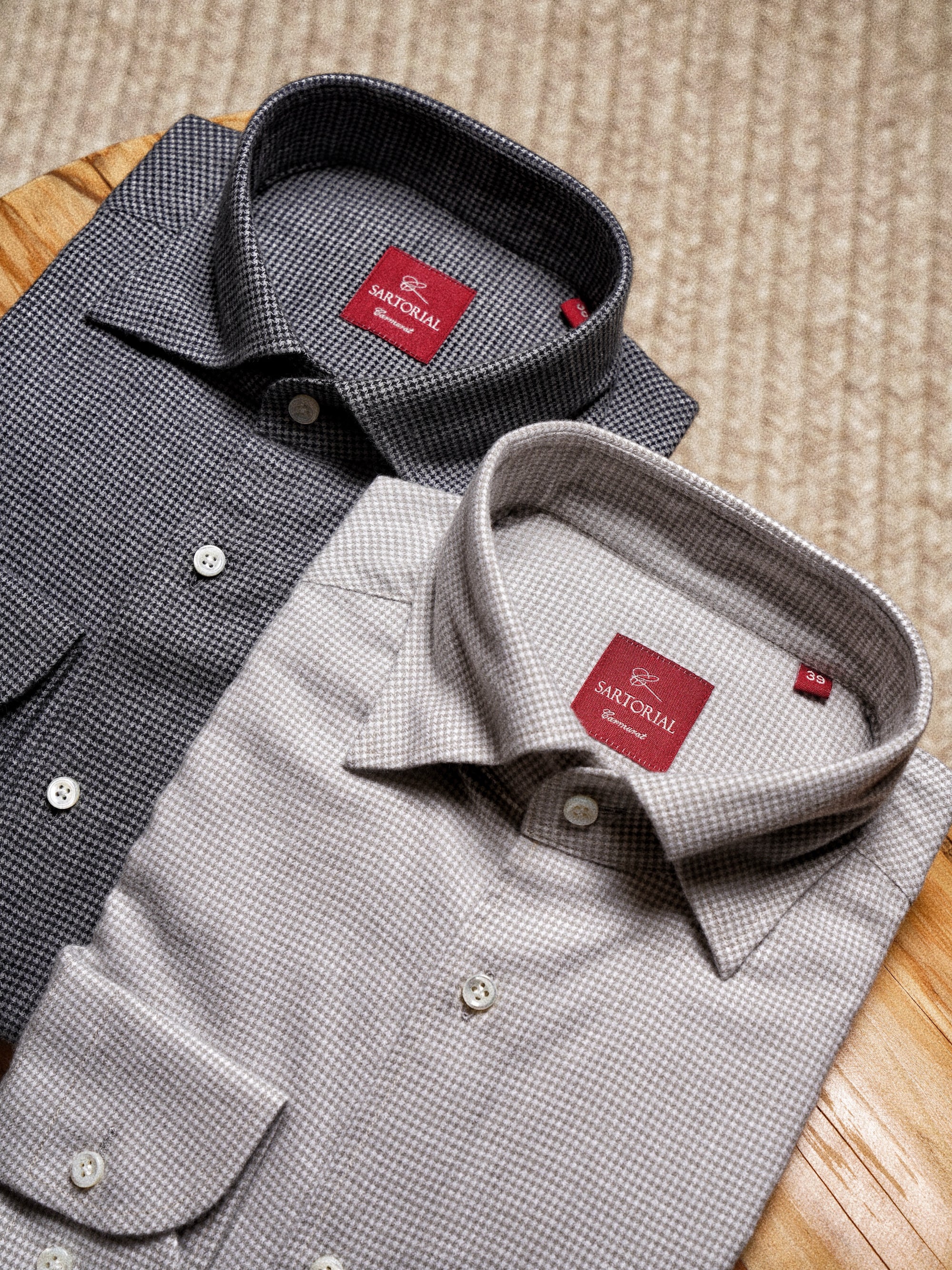 Houndstooth Cotton Yakwool Flannel Shirt 2