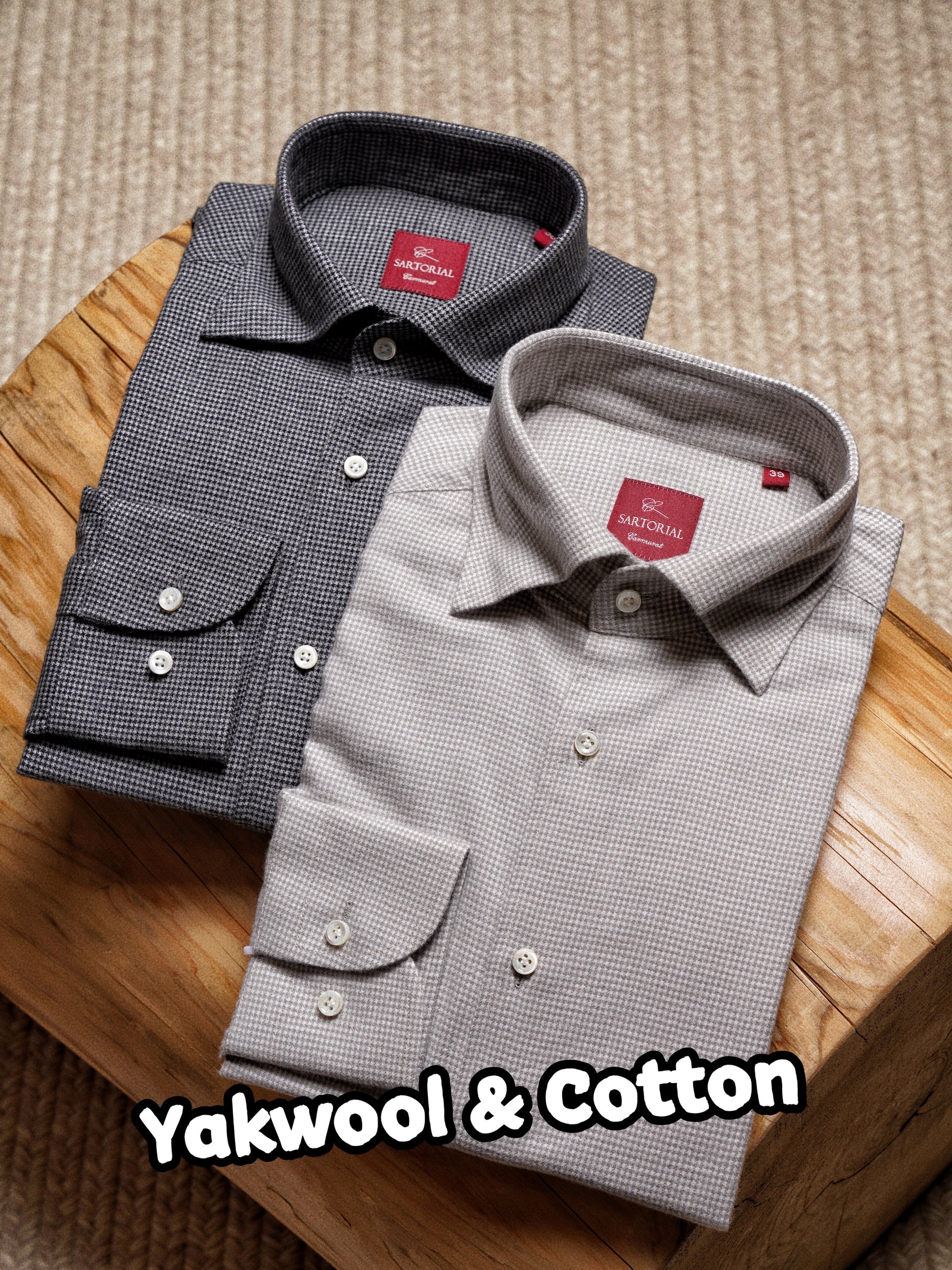 Houndstooth Cotton Yakwool Flannel Shirt 2