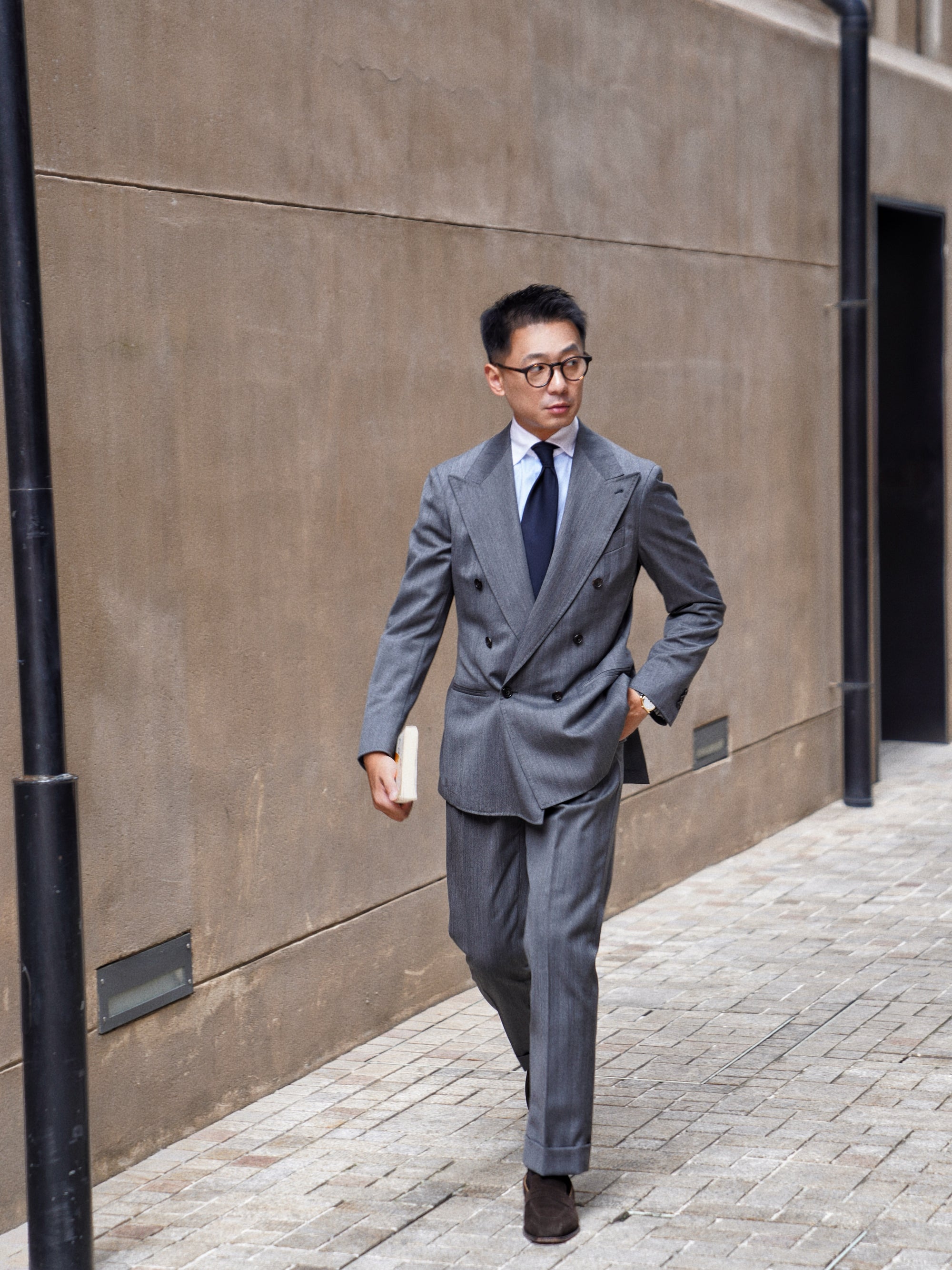 MTO Dark Grey Herringbone 17 Micron 130s Suit #1024