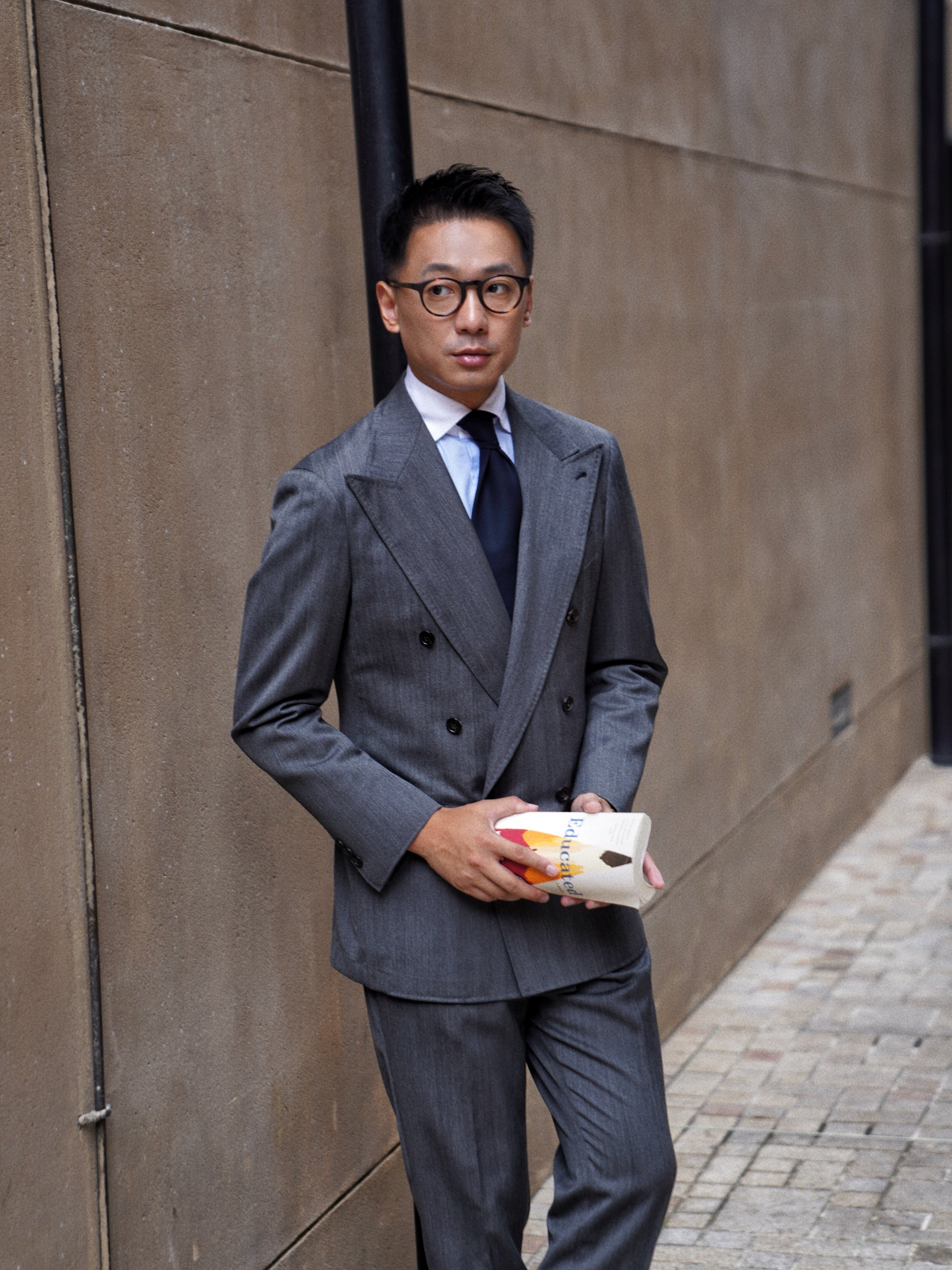 MTO Dark Grey Herringbone 17 Micron 130s Suit #1024