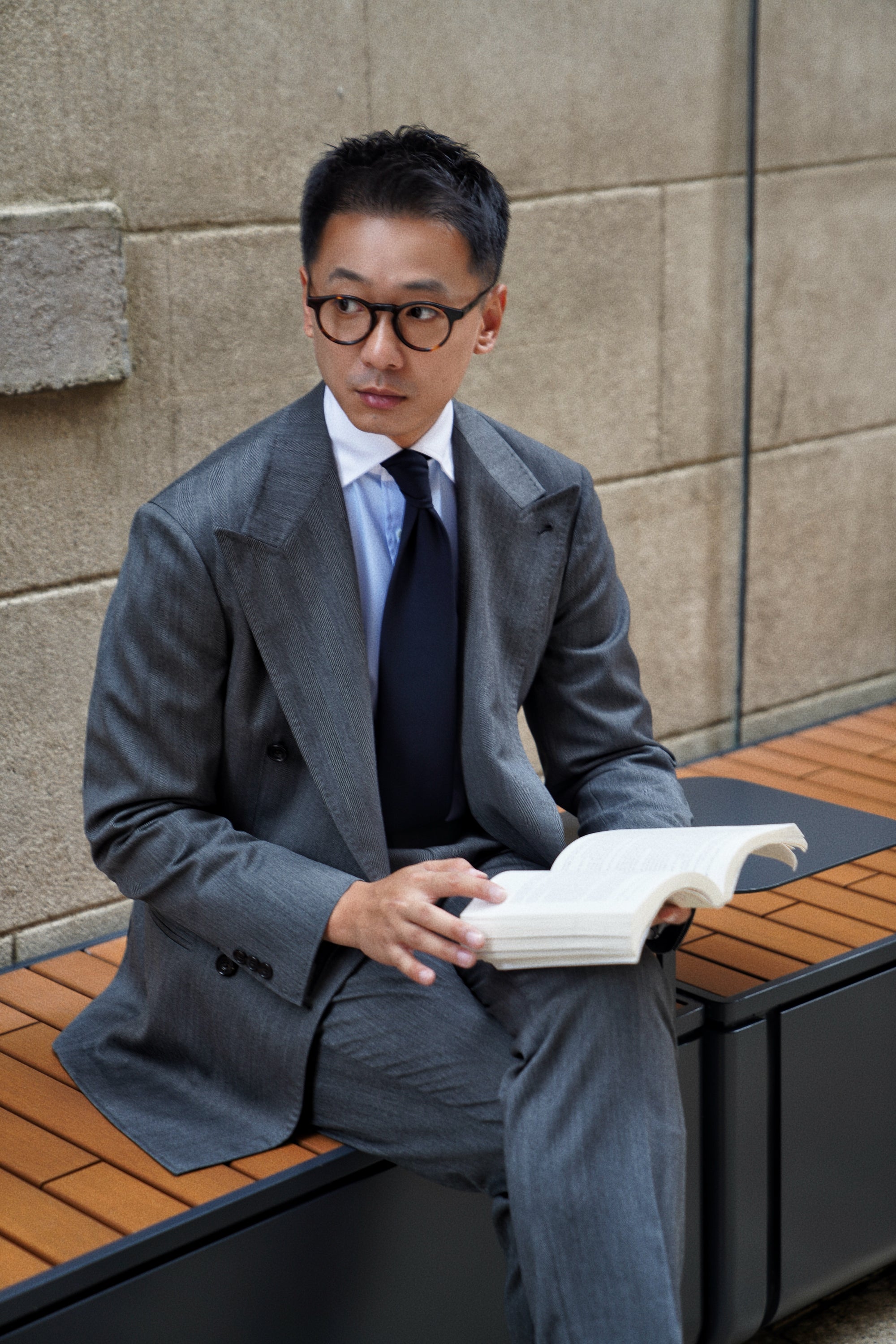 MTO Dark Grey Herringbone 17 Micron 130s Suit #1024