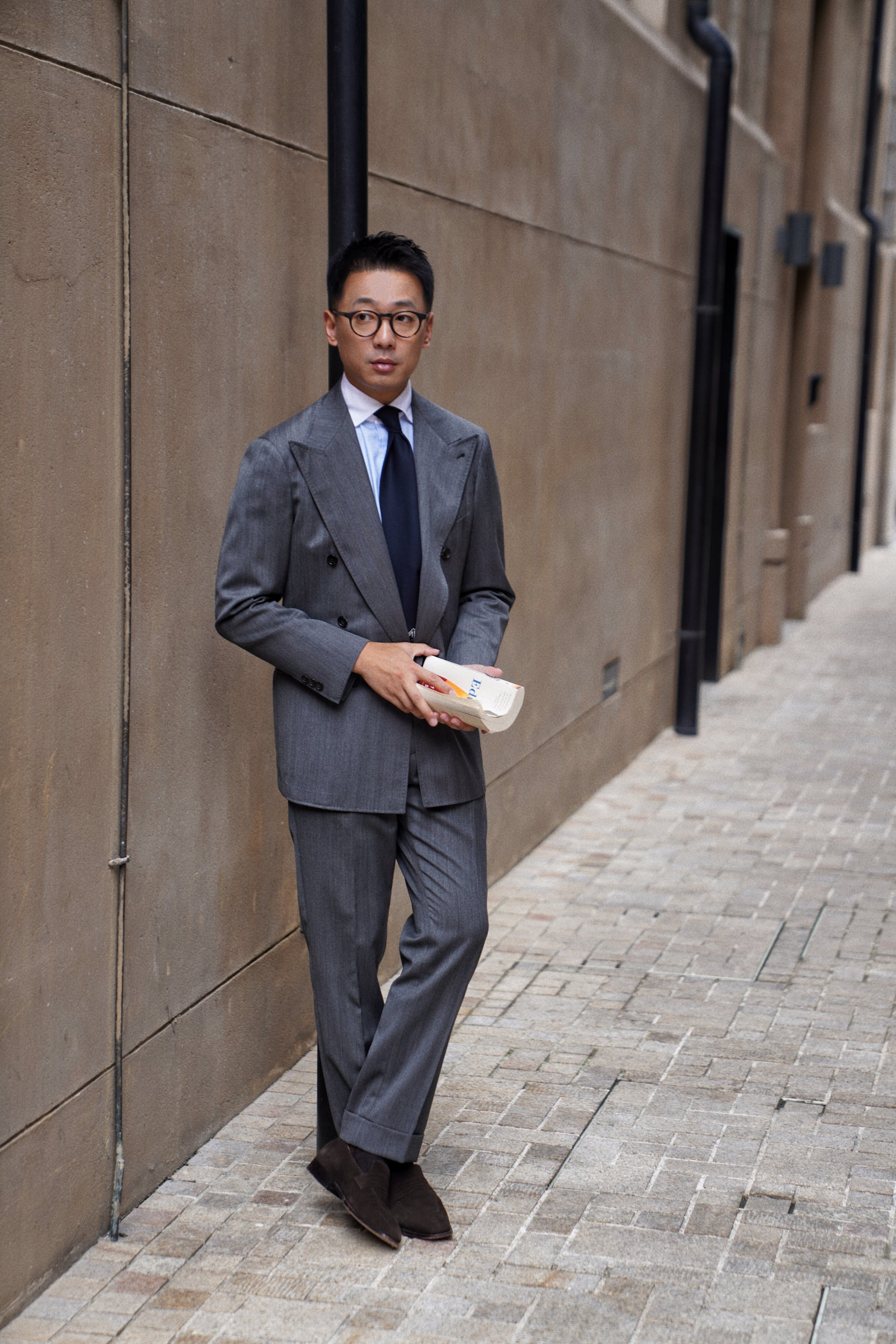 MTO Dark Grey Herringbone 17 Micron 130s Suit #1024