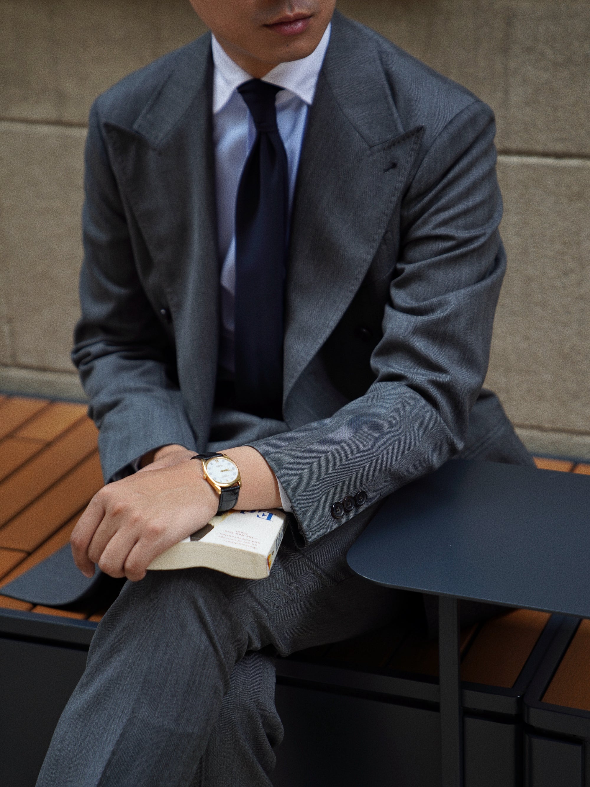 MTO Dark Grey Herringbone 17 Micron 130s Suit #1024