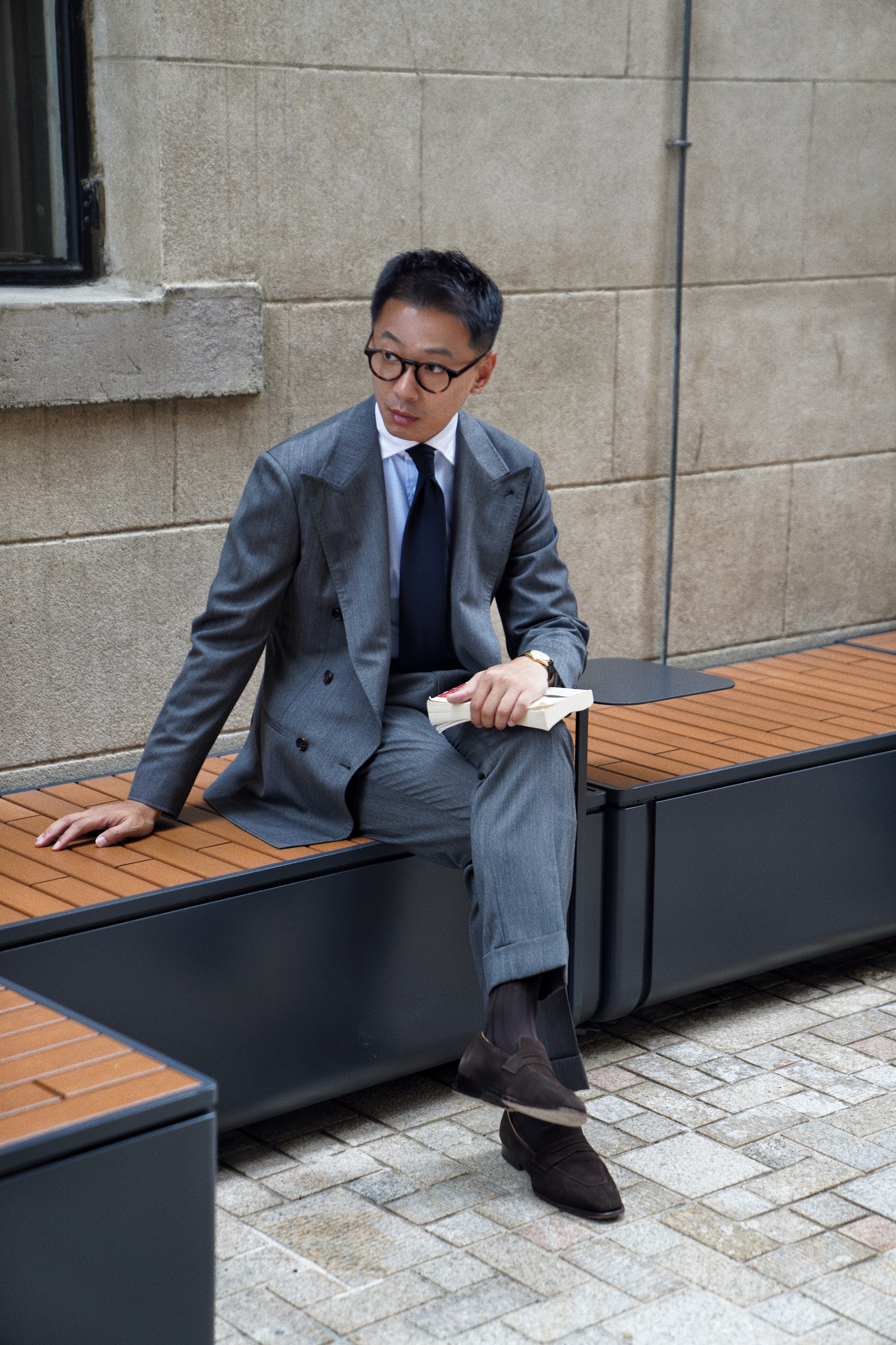 MTO Dark Grey Herringbone 17 Micron 130s Suit #1024