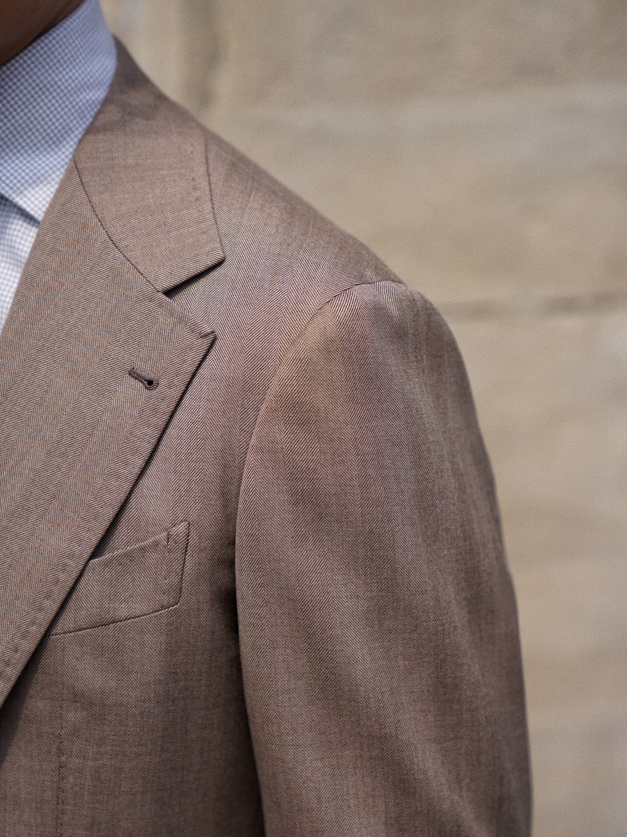 MTO Brown Herringbone 17 Micron 130s Suit #1026