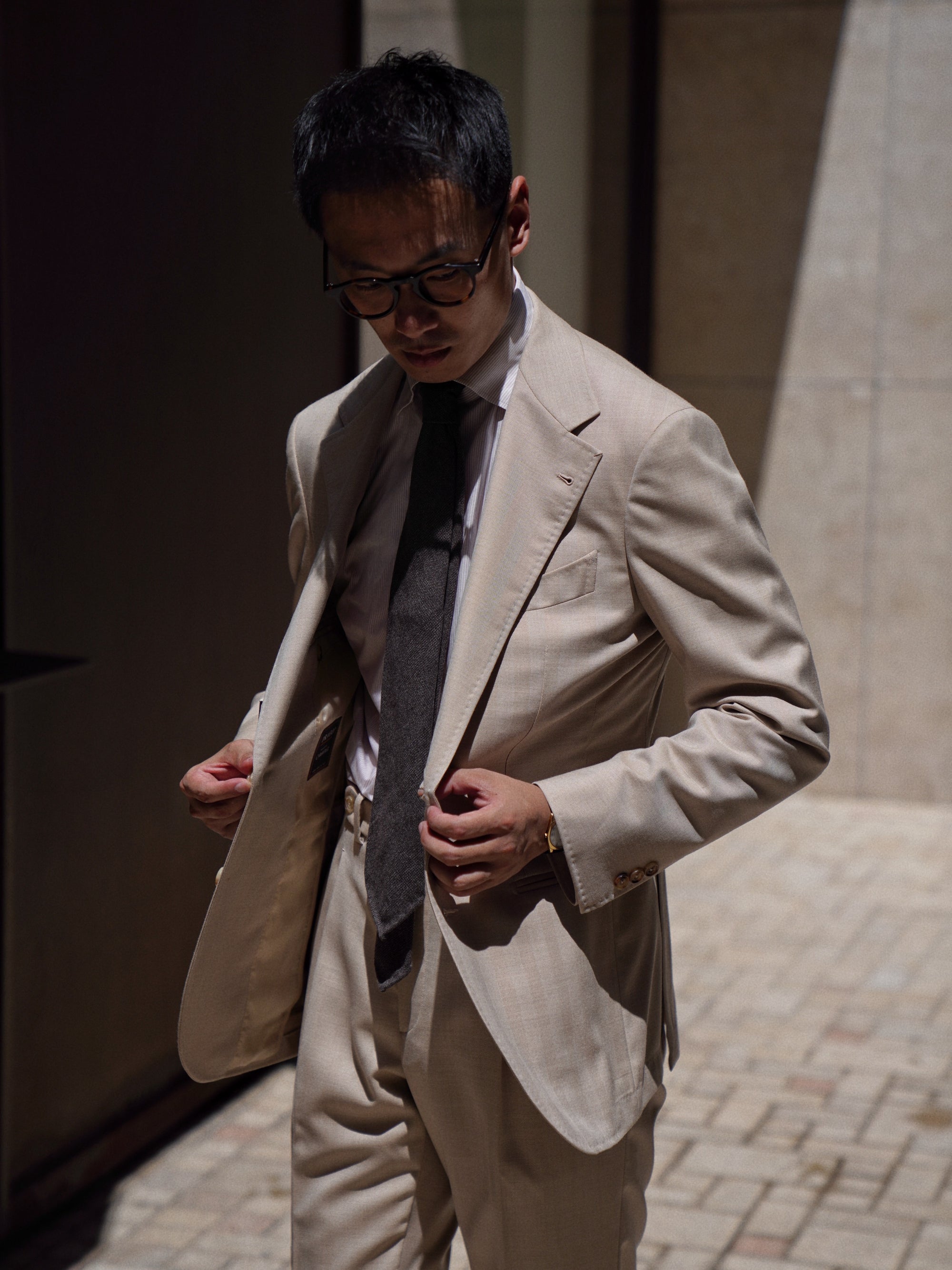 MTO Light Camel Herringbone 17 Micron 130s Suit #1025