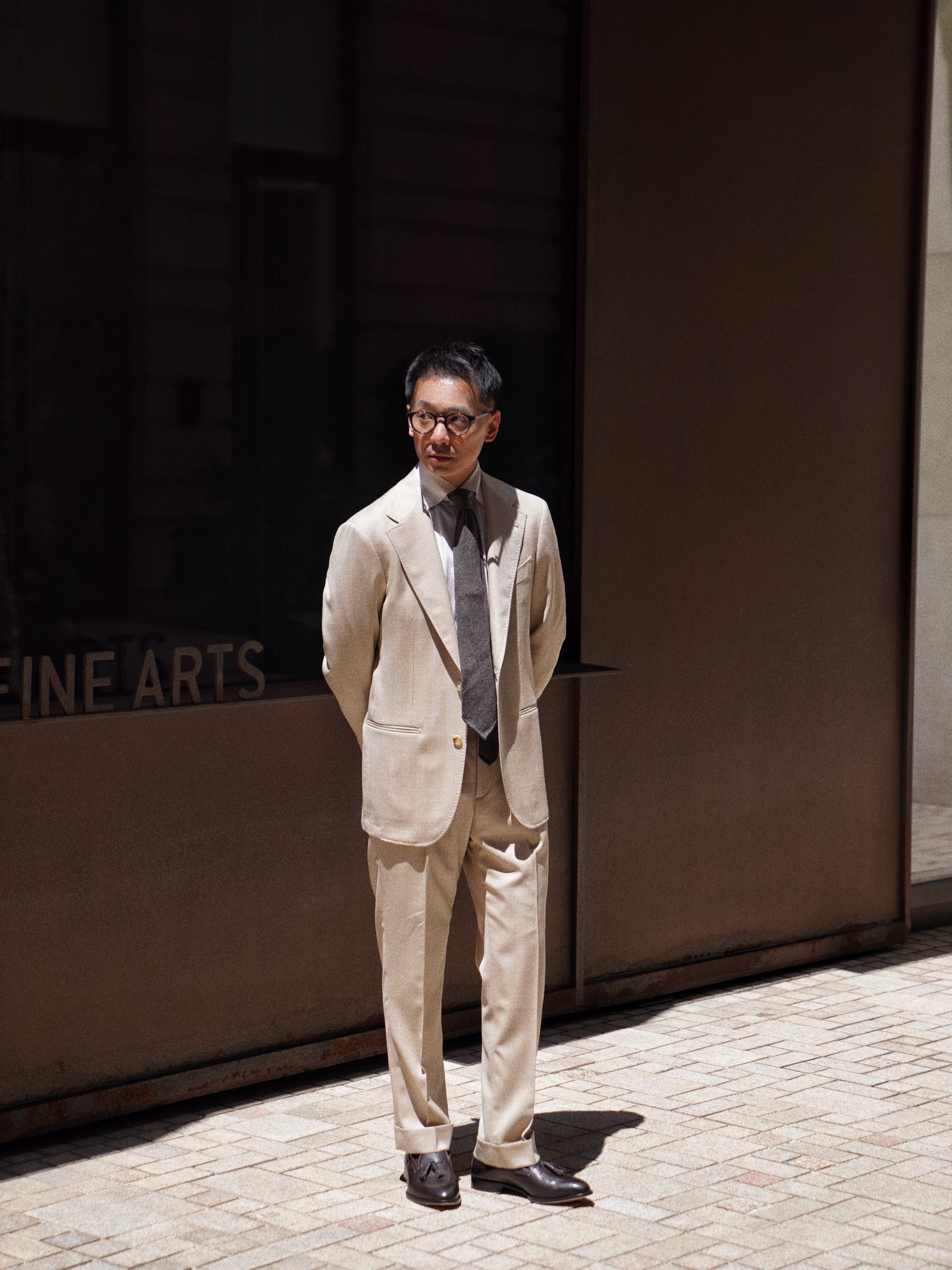 MTO Light Camel Herringbone 17 Micron 130s Suit #1025