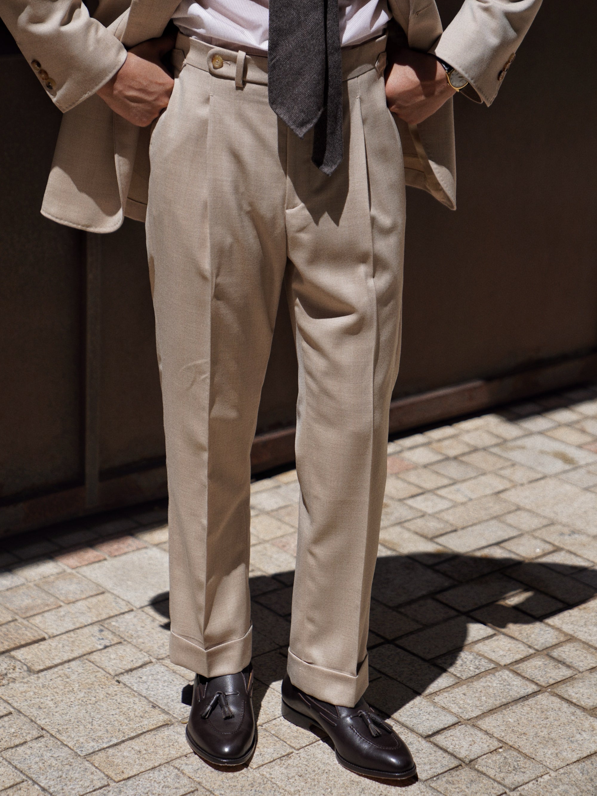 MTO Light Camel Herringbone 17 Micron 130s Suit #1025