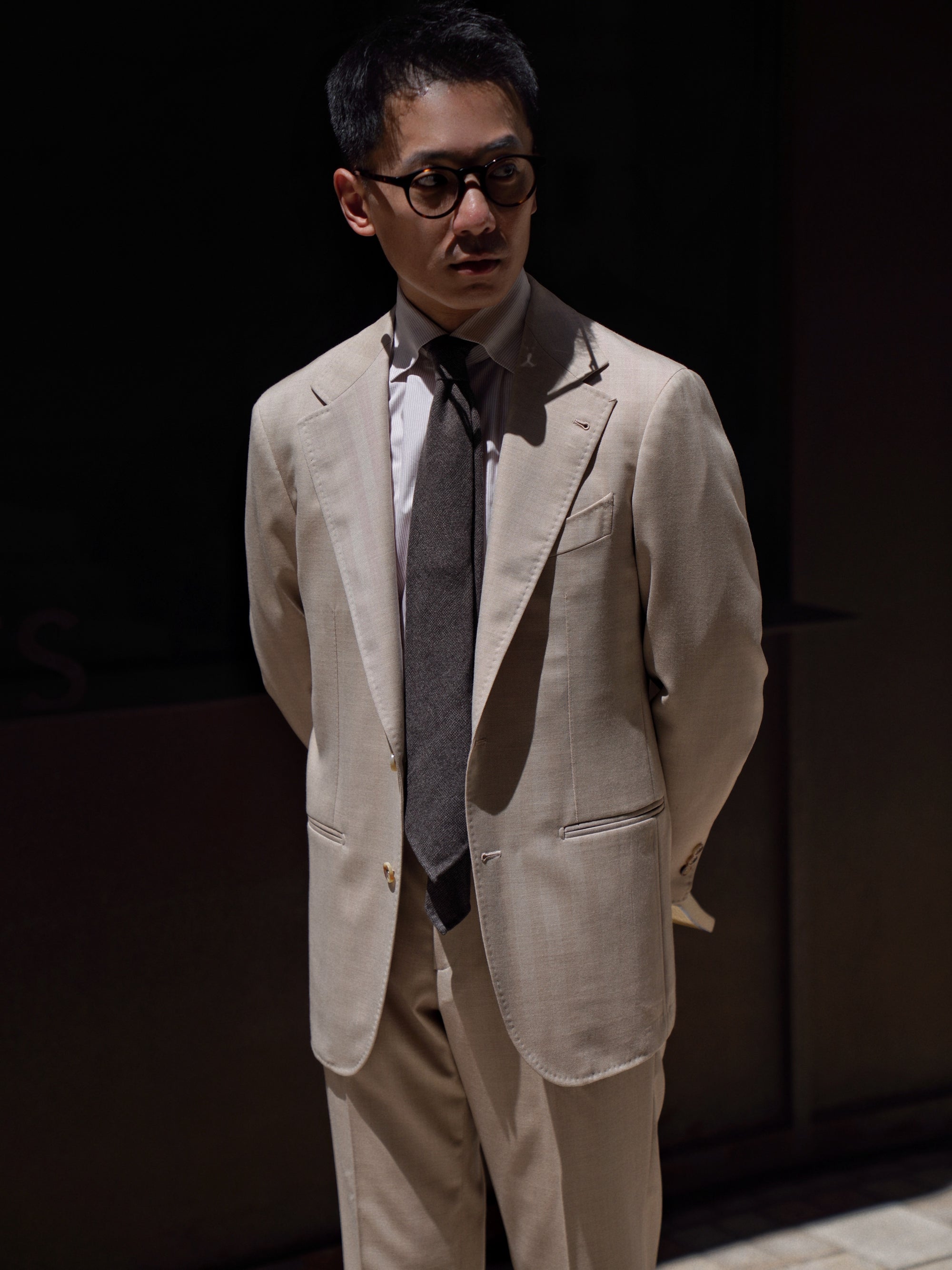 MTO Light Camel Herringbone 17 Micron 130s Suit #1025