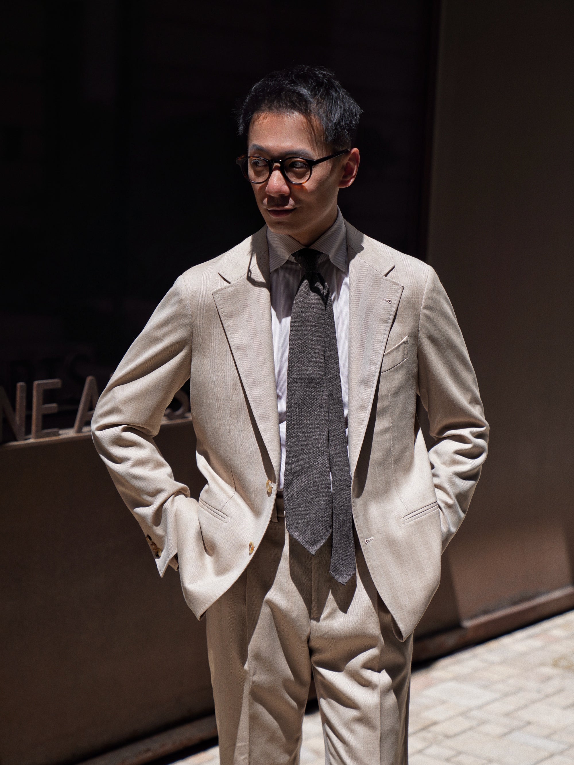 MTO Light Camel Herringbone 17 Micron 130s Suit #1025