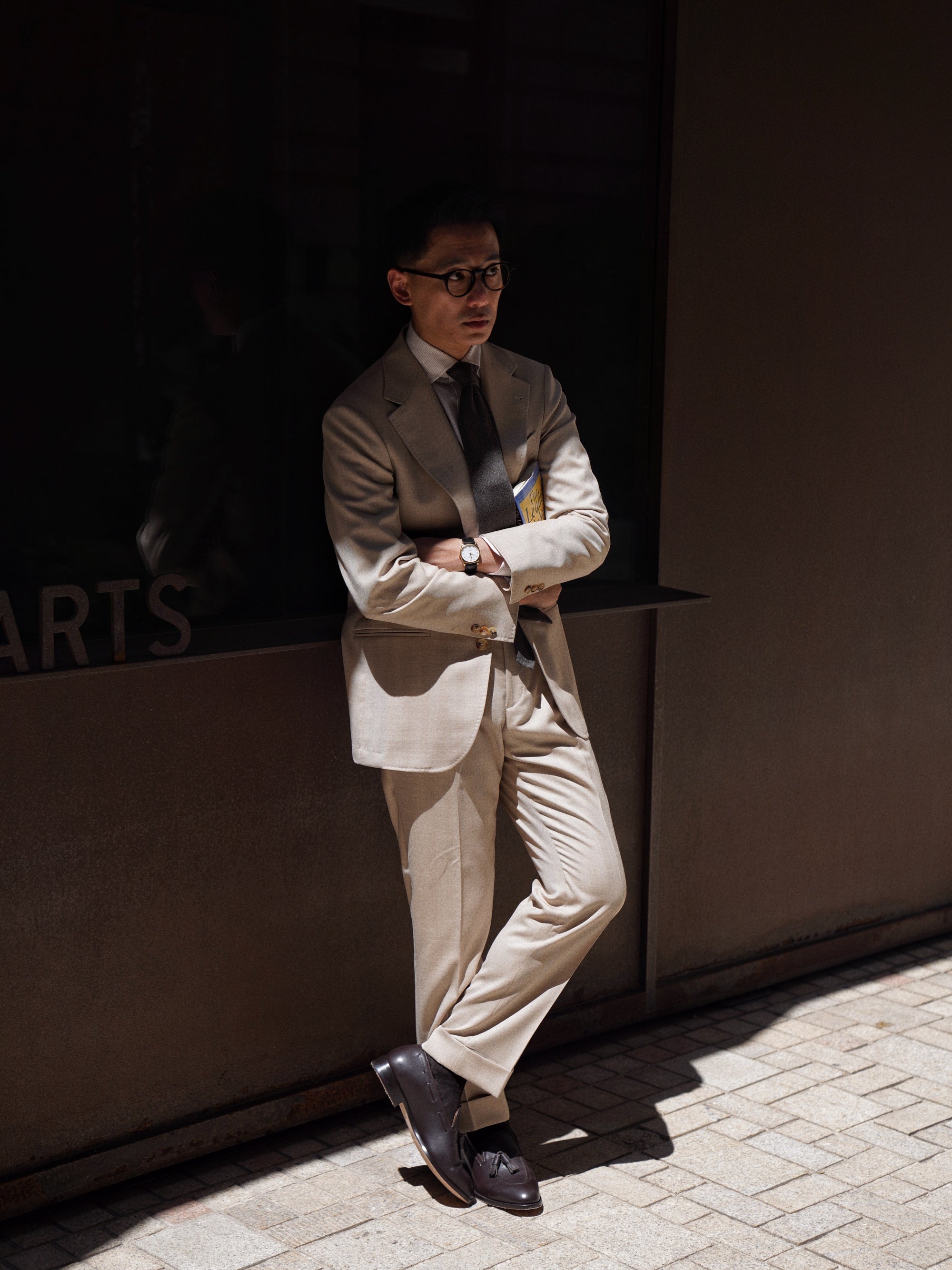 MTO Light Camel Herringbone 17 Micron 130s Suit #1025