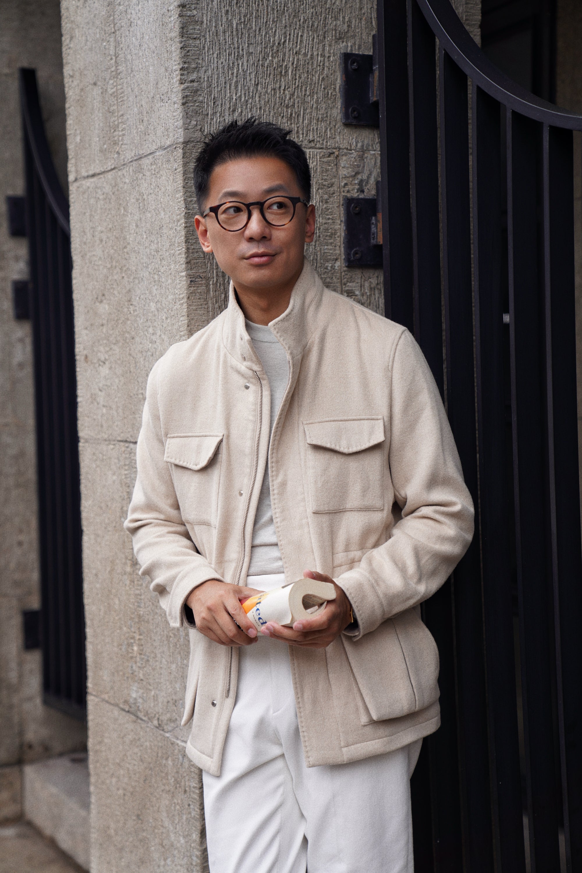 Beige Camel Wool Silk M65 Jacket #329