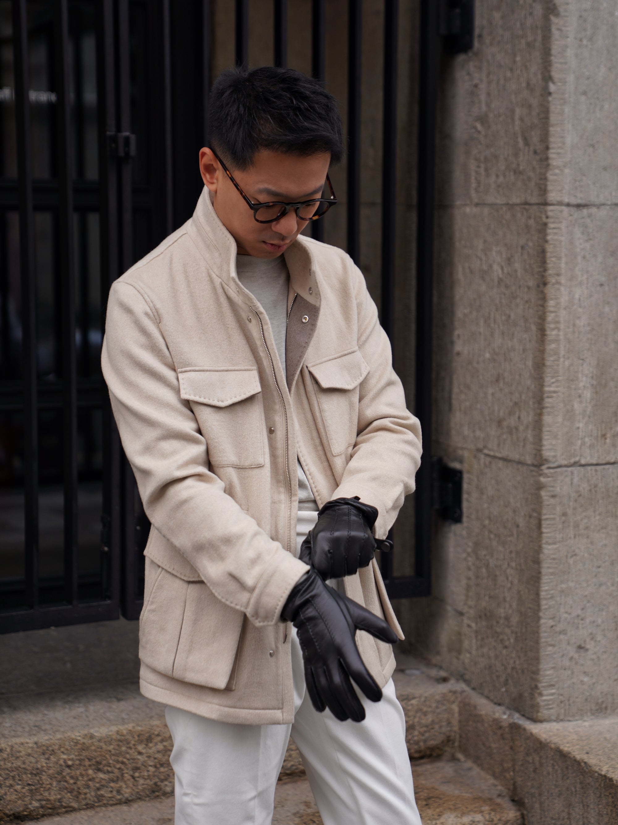 Beige Camel Wool Silk M65 Jacket #329
