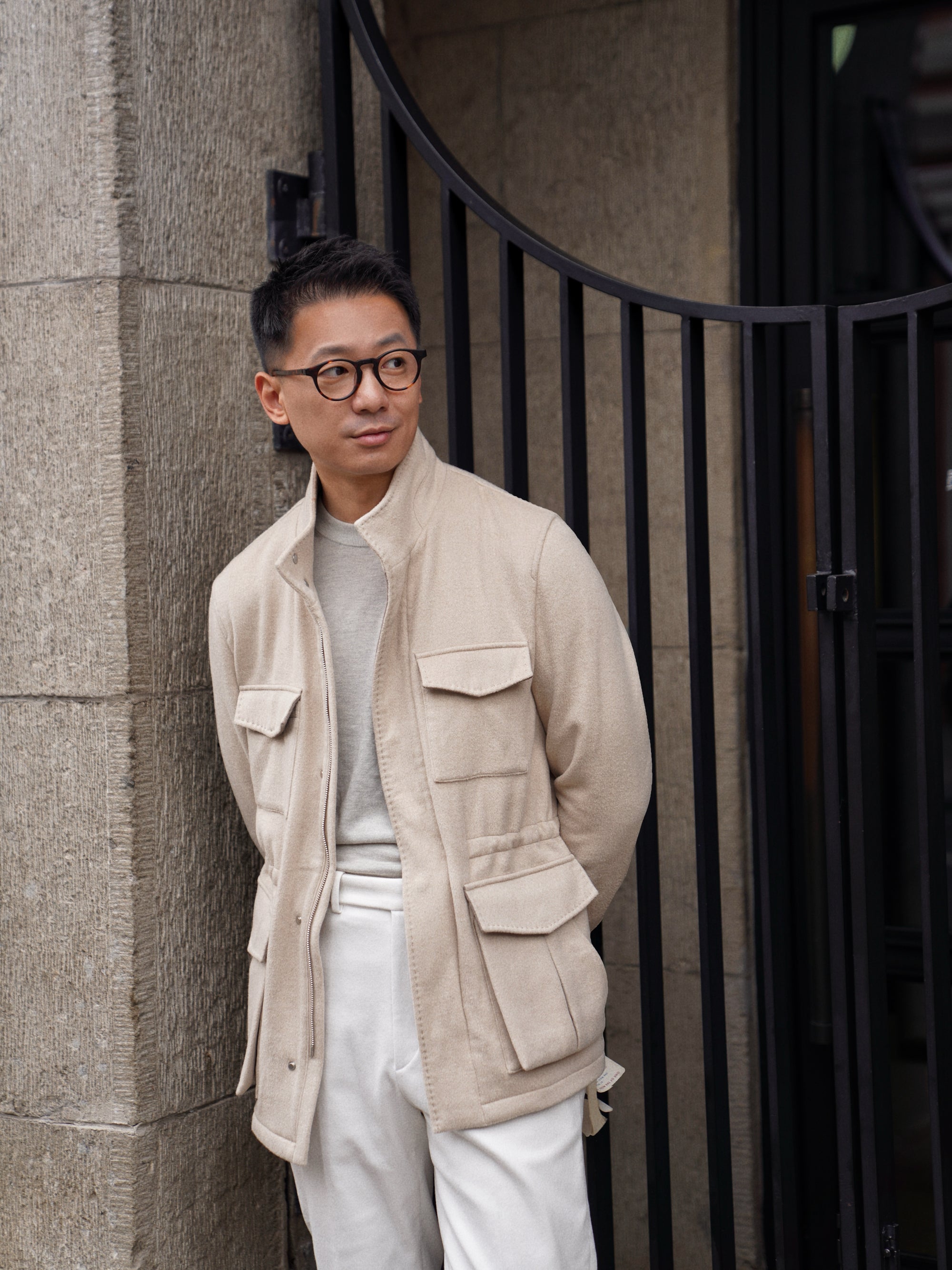 Beige Camel Wool Silk M65 Jacket #329