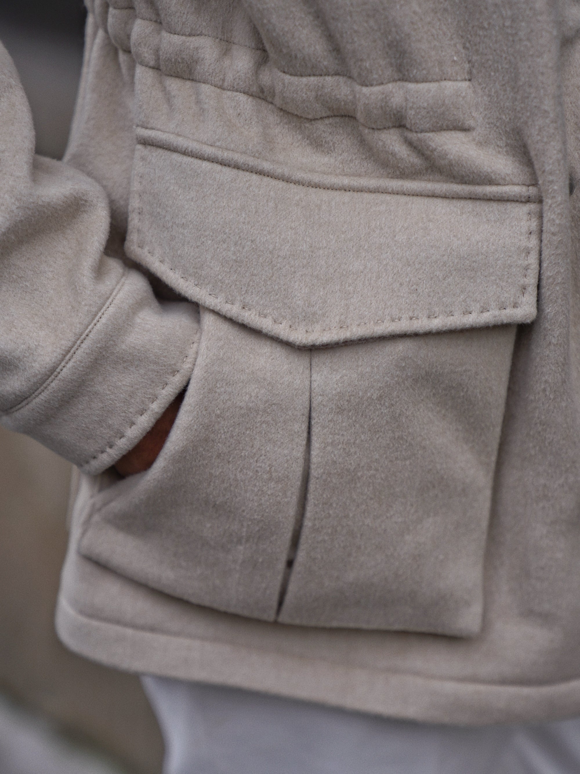 Beige Camel Wool Silk M65 Jacket #329