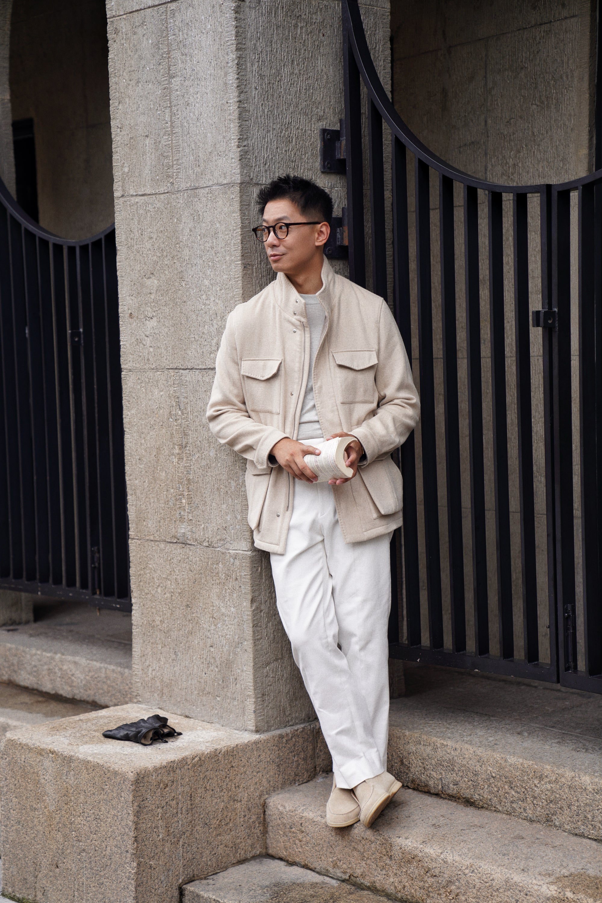 Beige Camel Wool Silk M65 Jacket #329