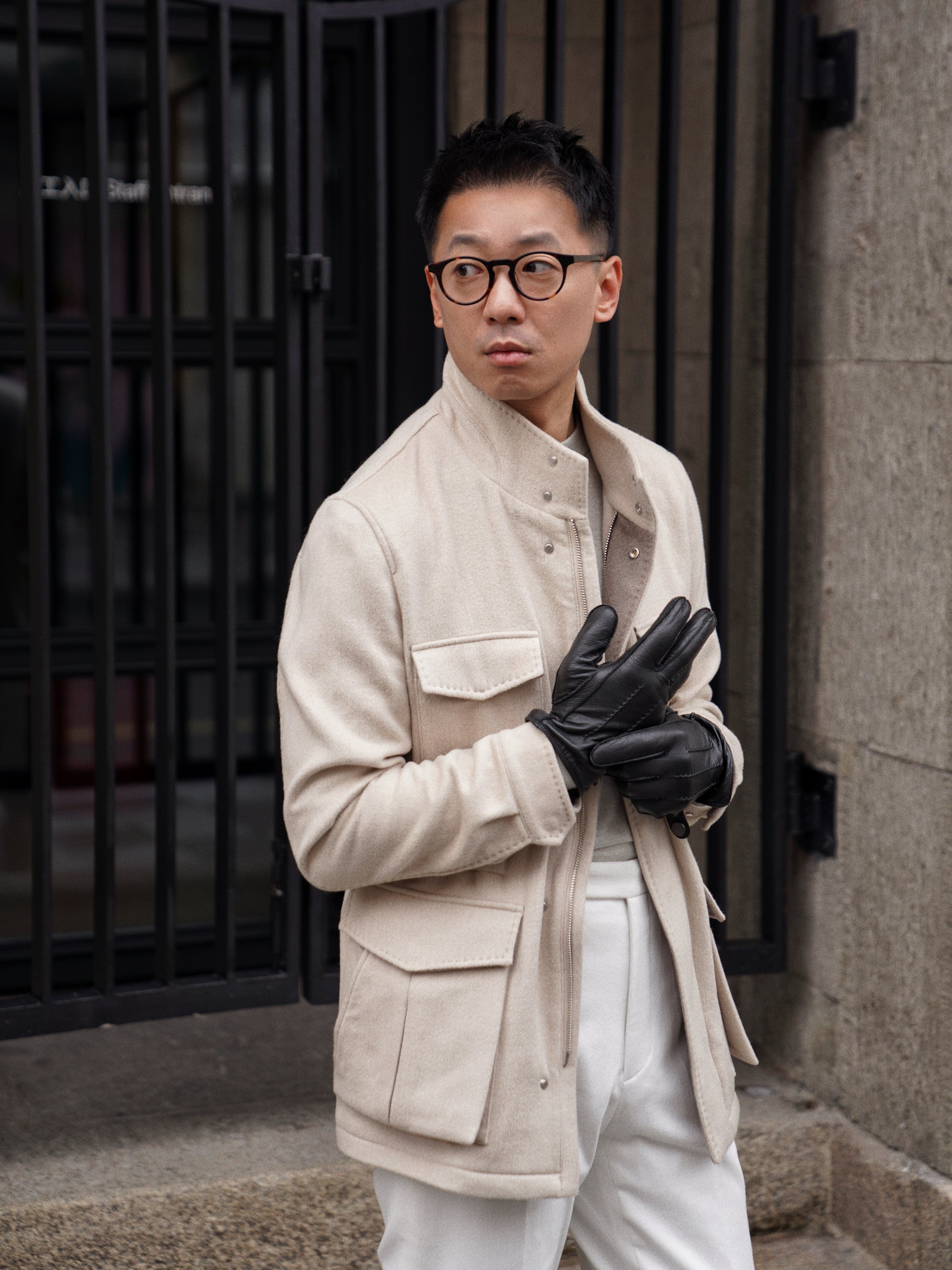 Beige Camel Wool Silk M65 Jacket #329