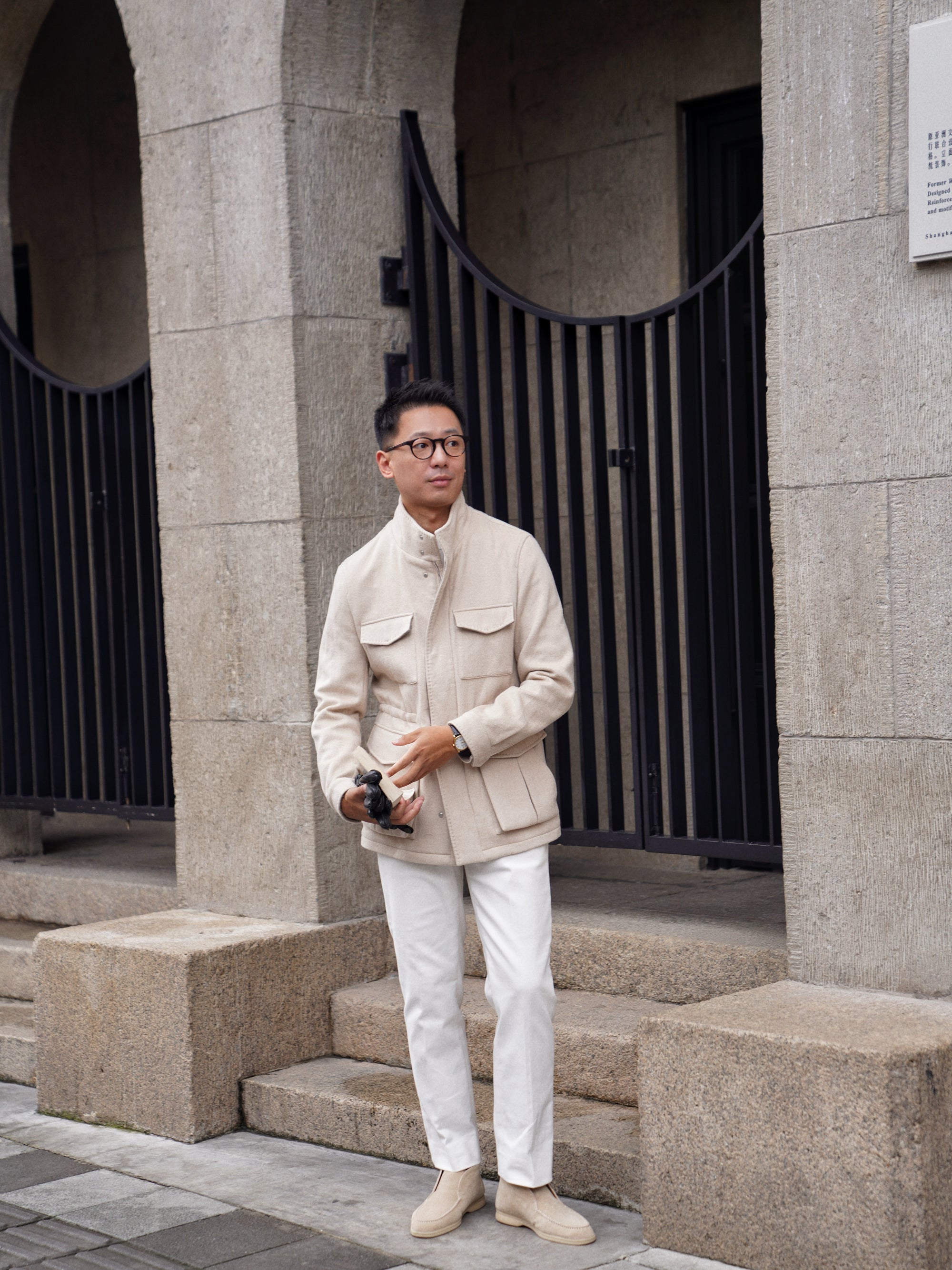 Beige Camel Wool Silk M65 Jacket #329