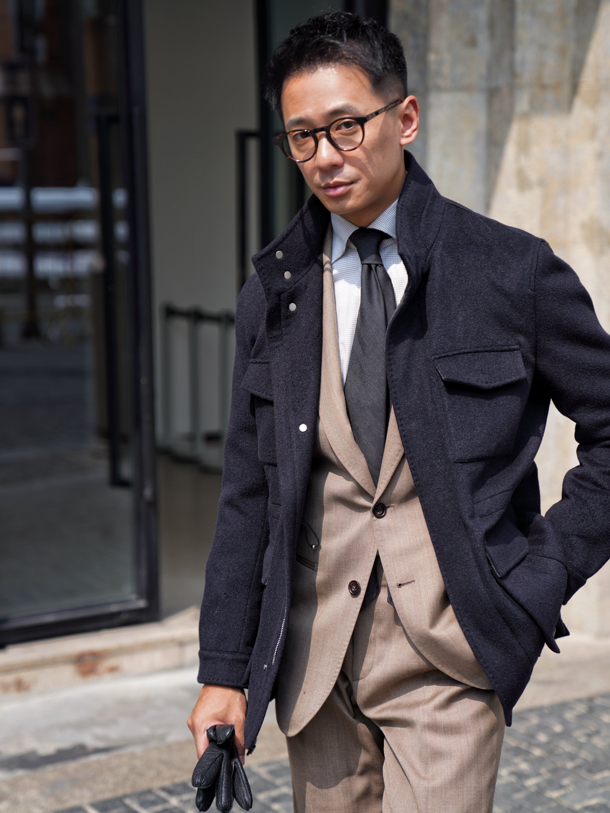 Black Wool Silk M65 Jacket #377
