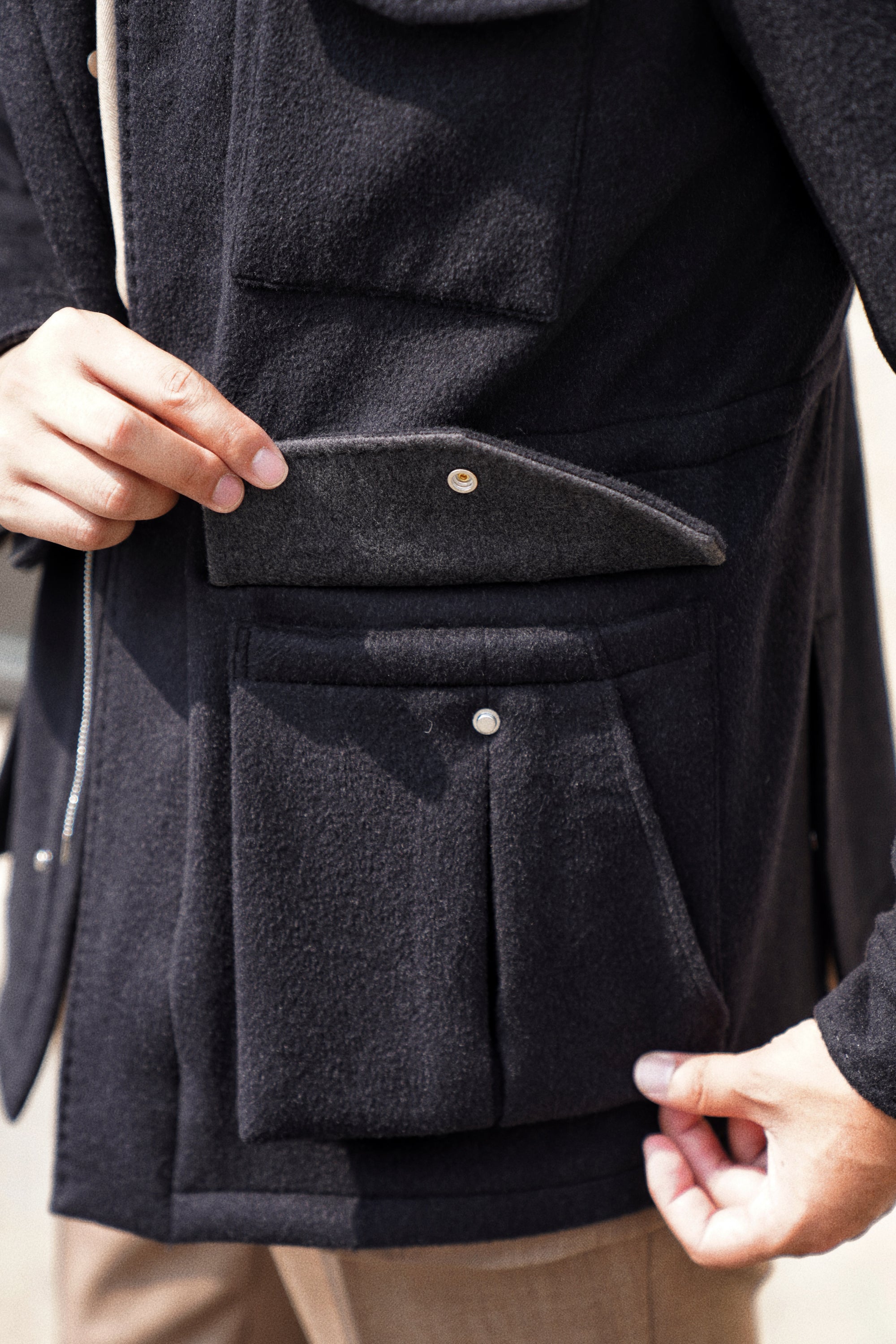 Black Wool Silk M65 Jacket #377