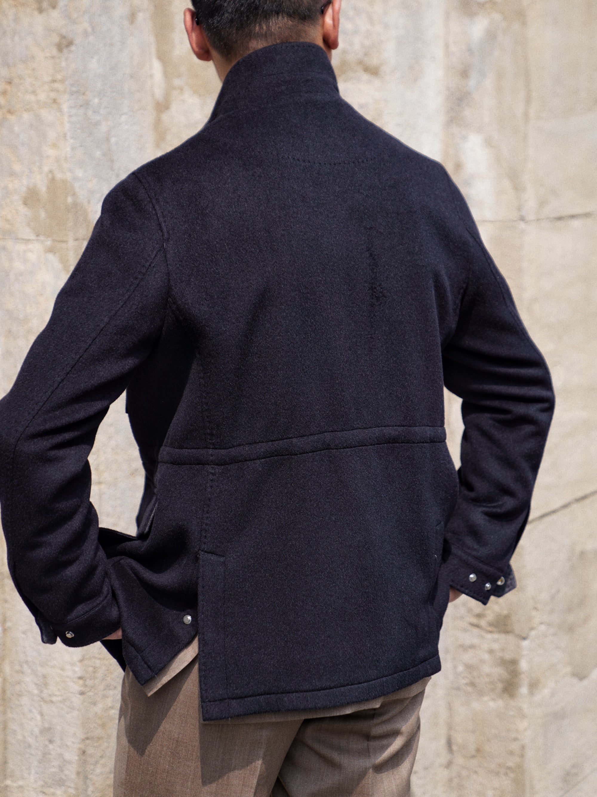 Black Wool Silk M65 Jacket #377