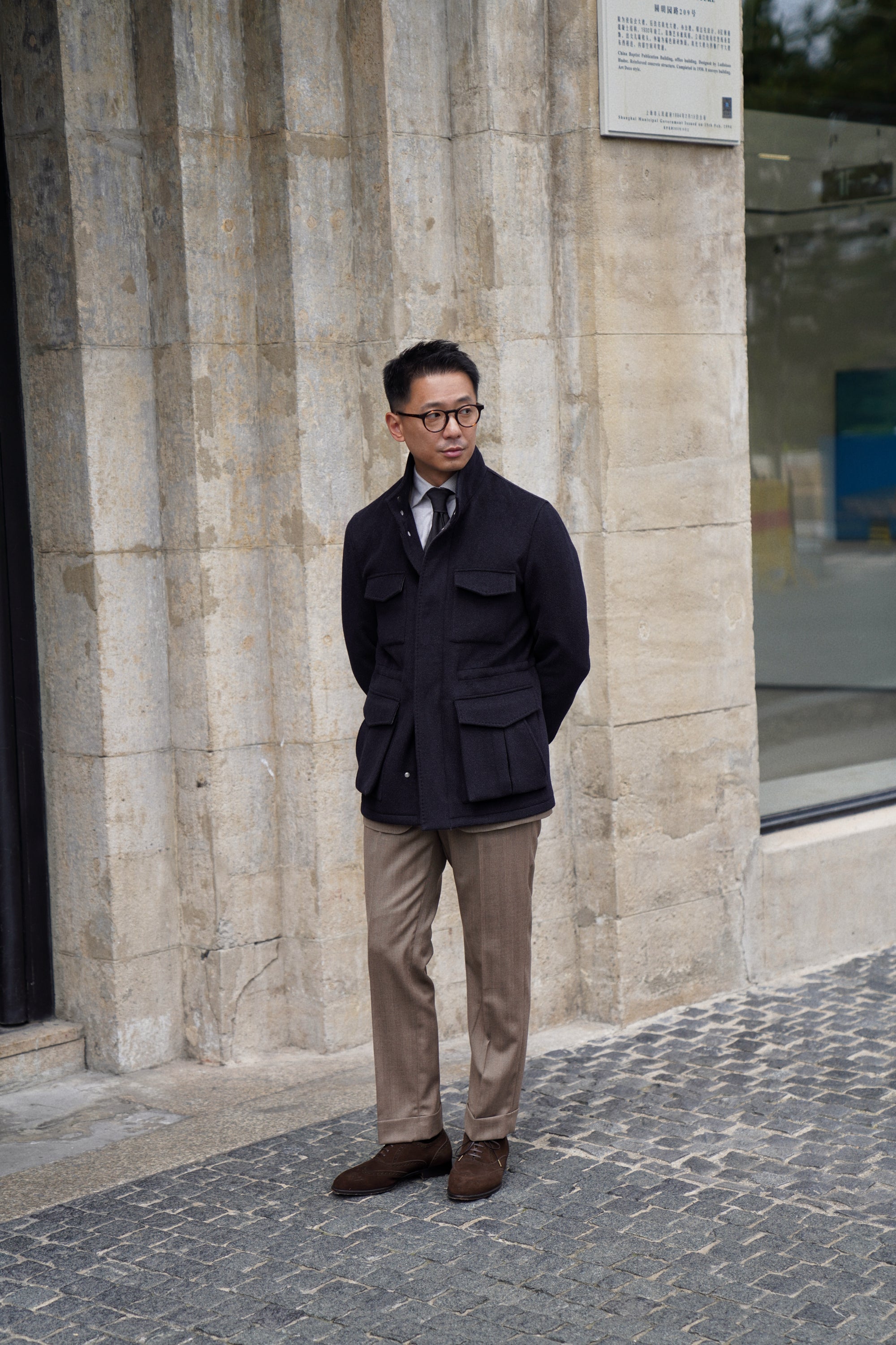 Black Wool Silk M65 Jacket #377