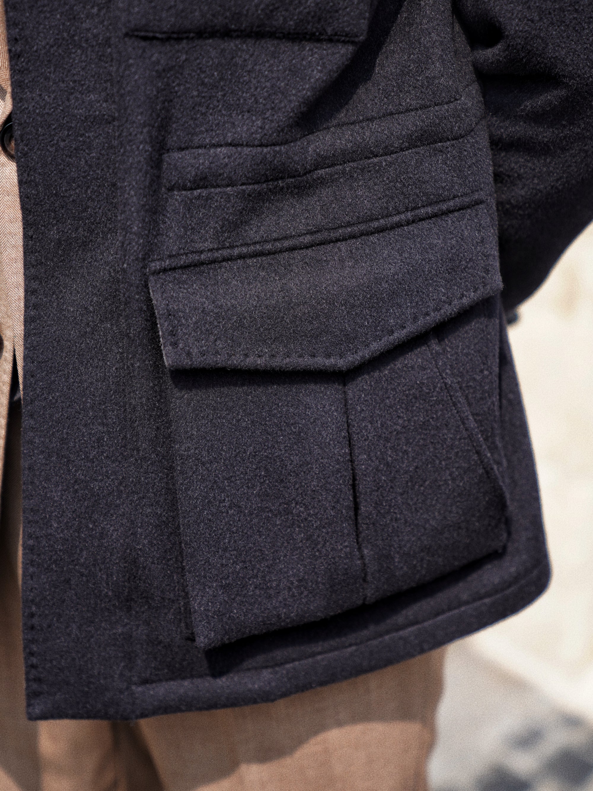 Black Wool Silk M65 Jacket #377