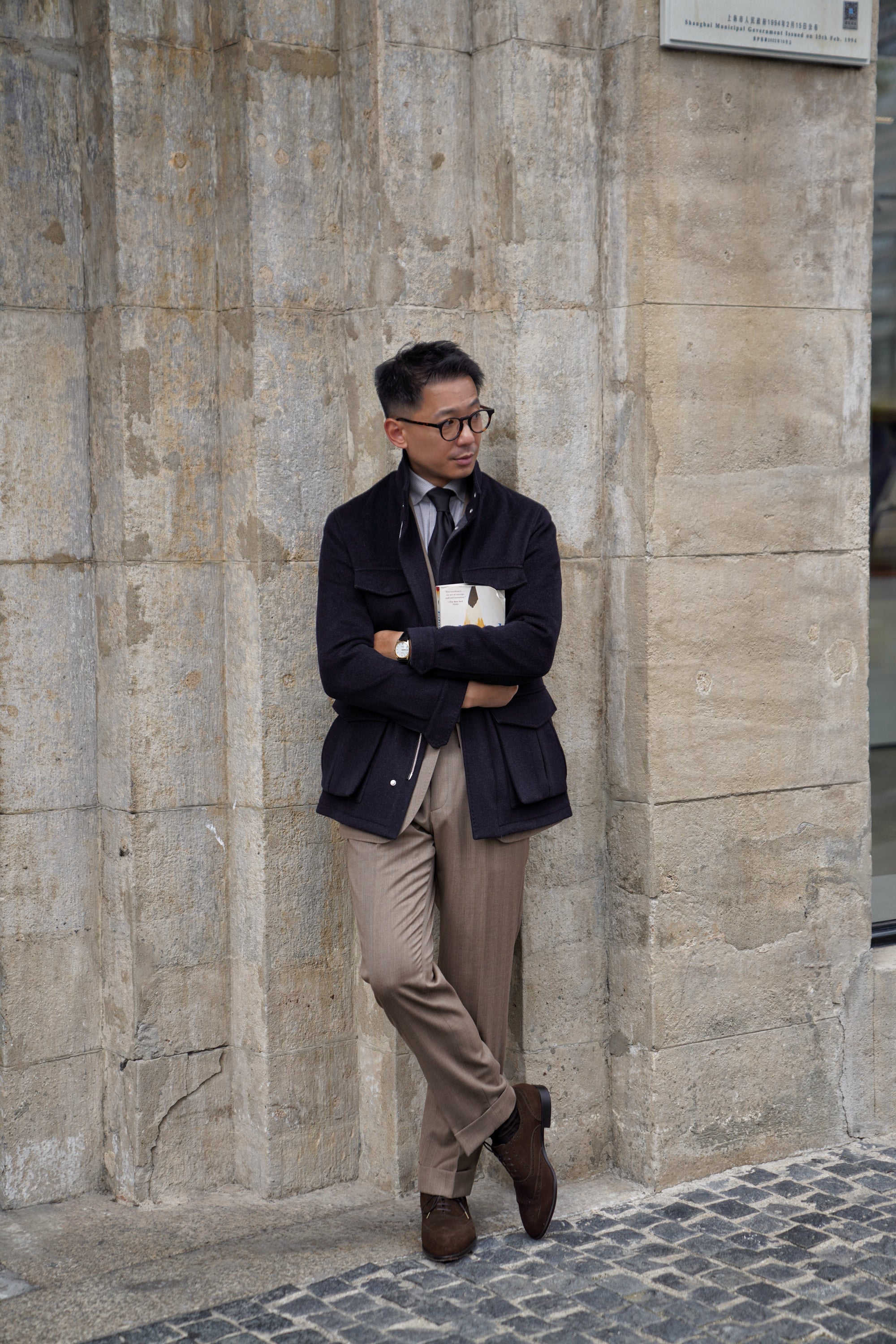 Black Wool Silk M65 Jacket #377