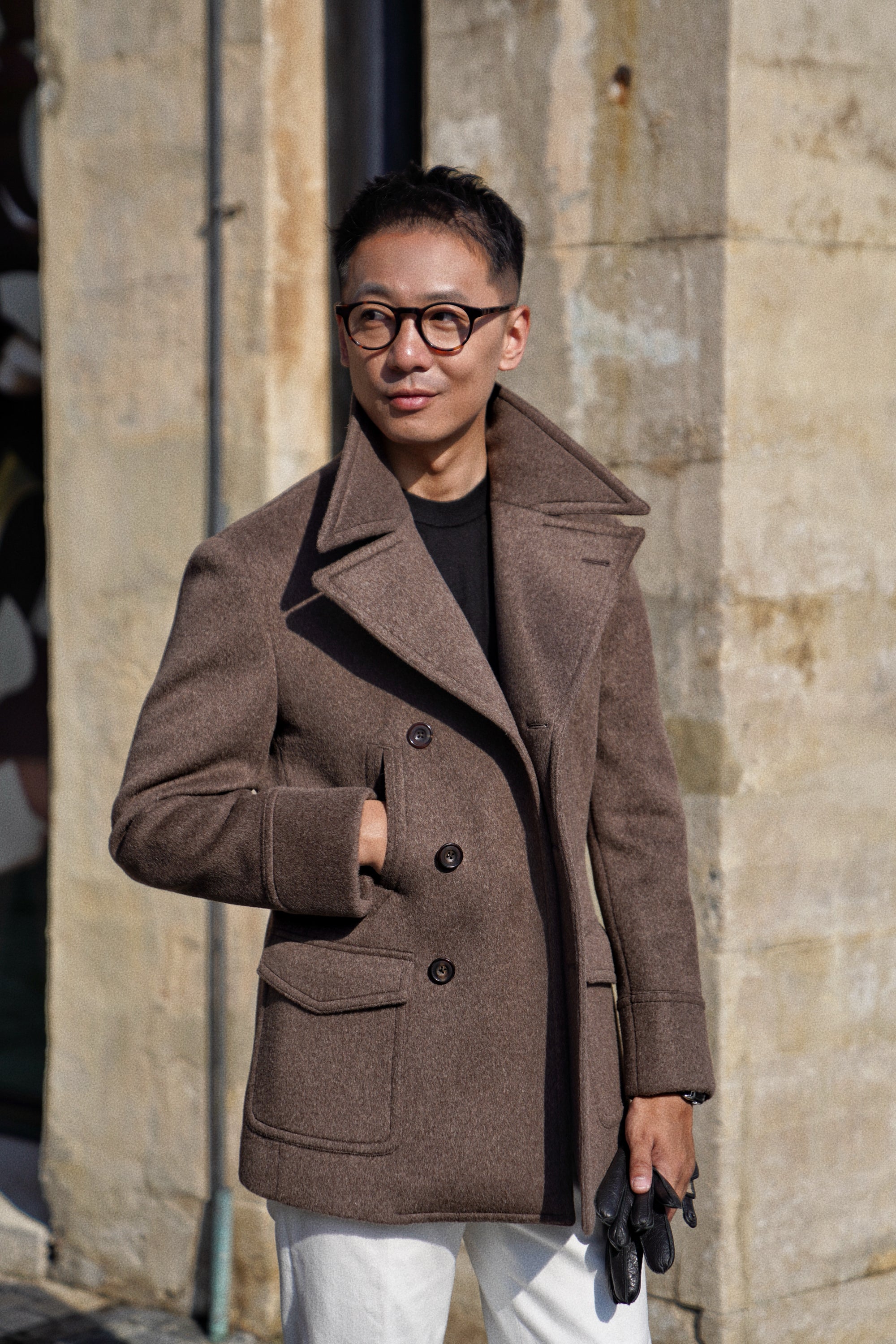 Mocha Wool Peacoat #857
