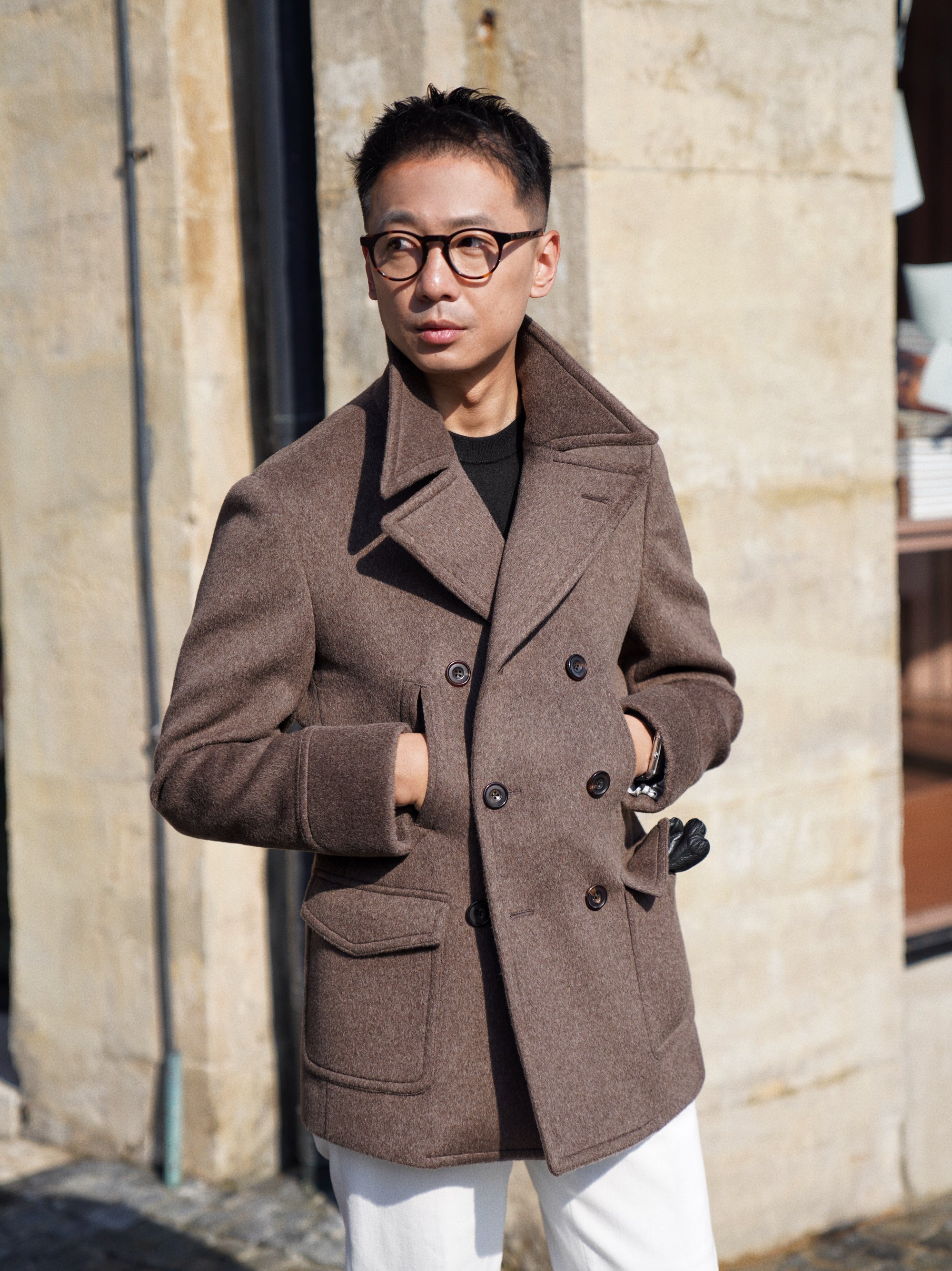 Mocha Wool Peacoat #857