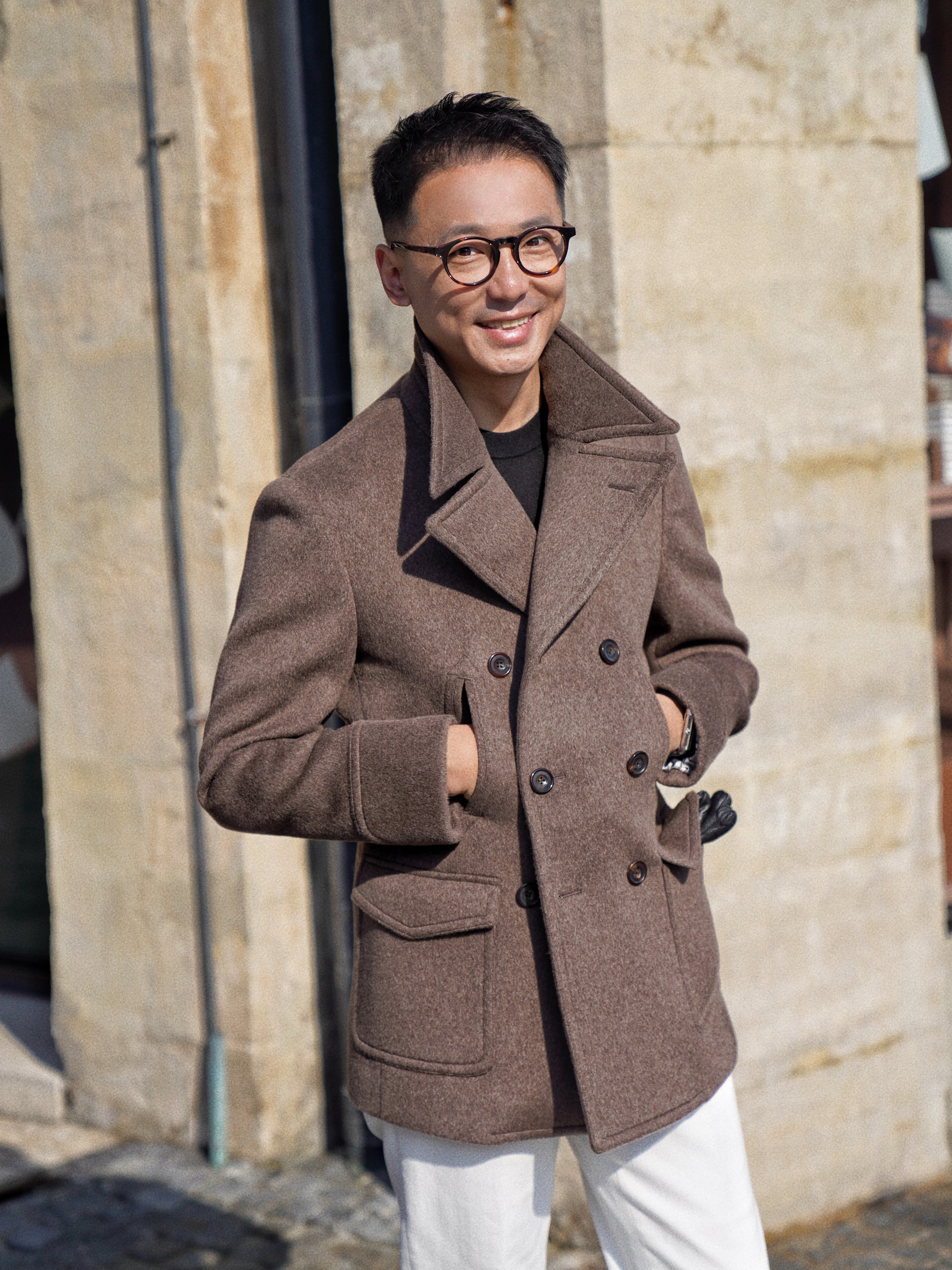 Mocha Wool Peacoat #857