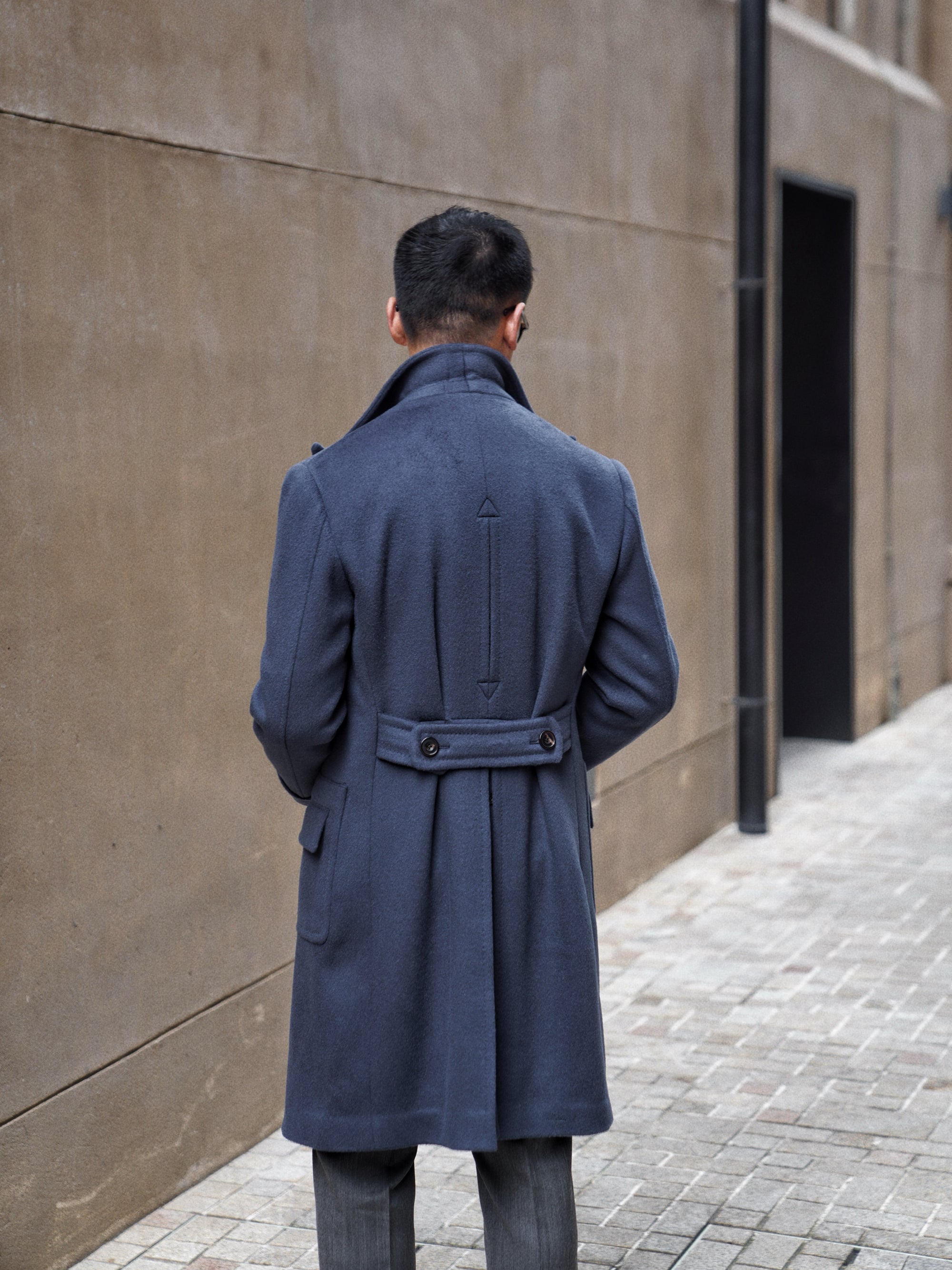 Greyish Blue Wool Polo Coat #858