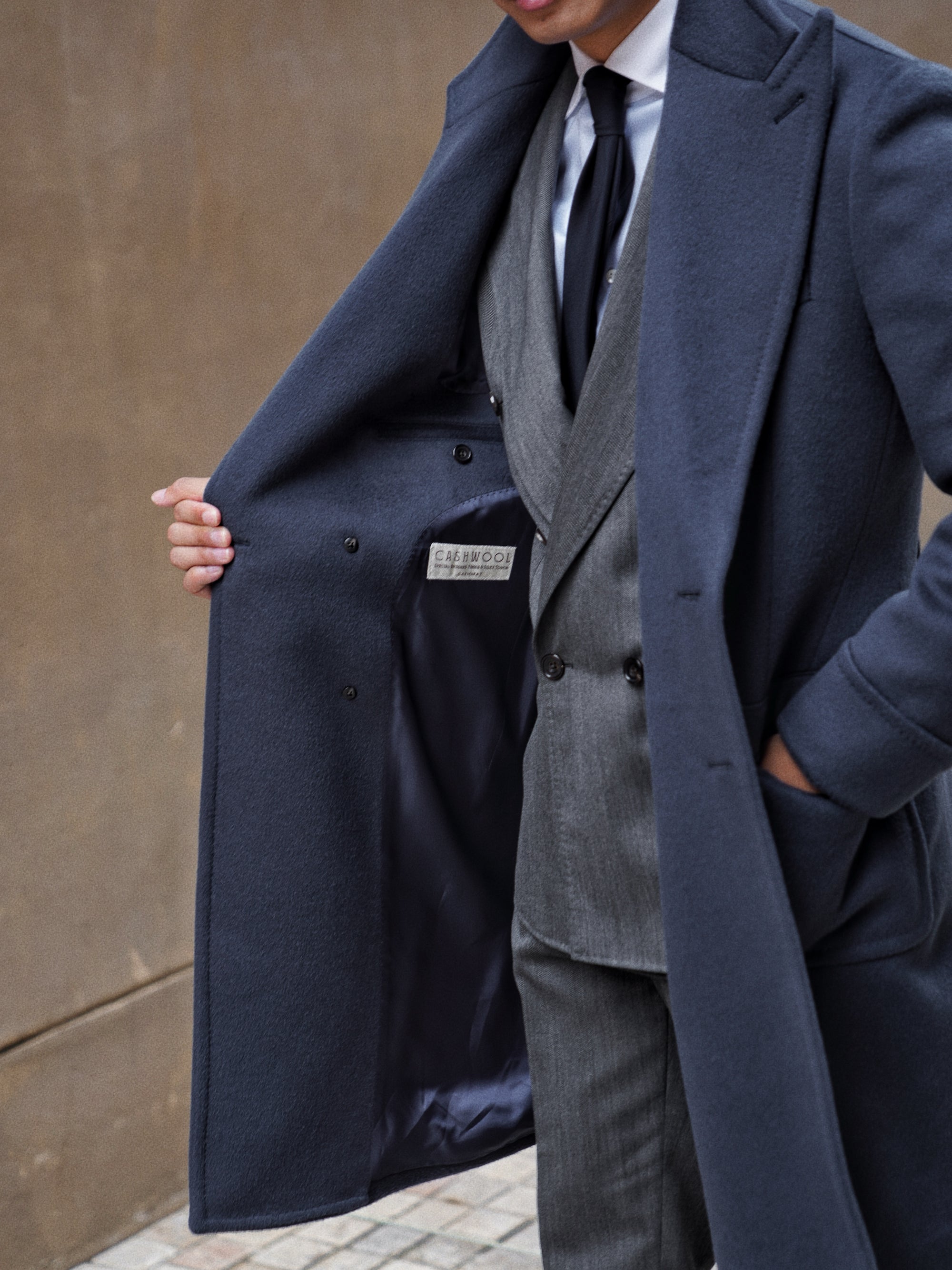 Greyish Blue Wool Polo Coat #858