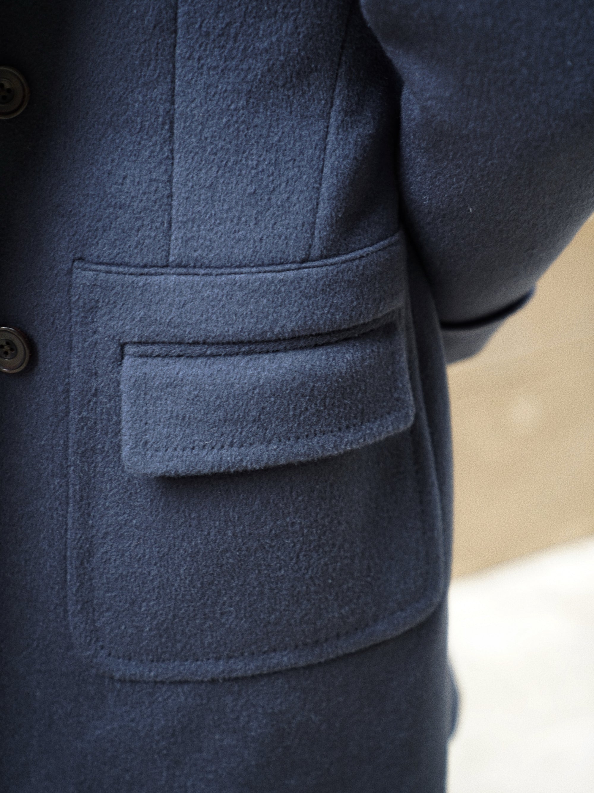 Greyish Blue Wool Polo Coat #858