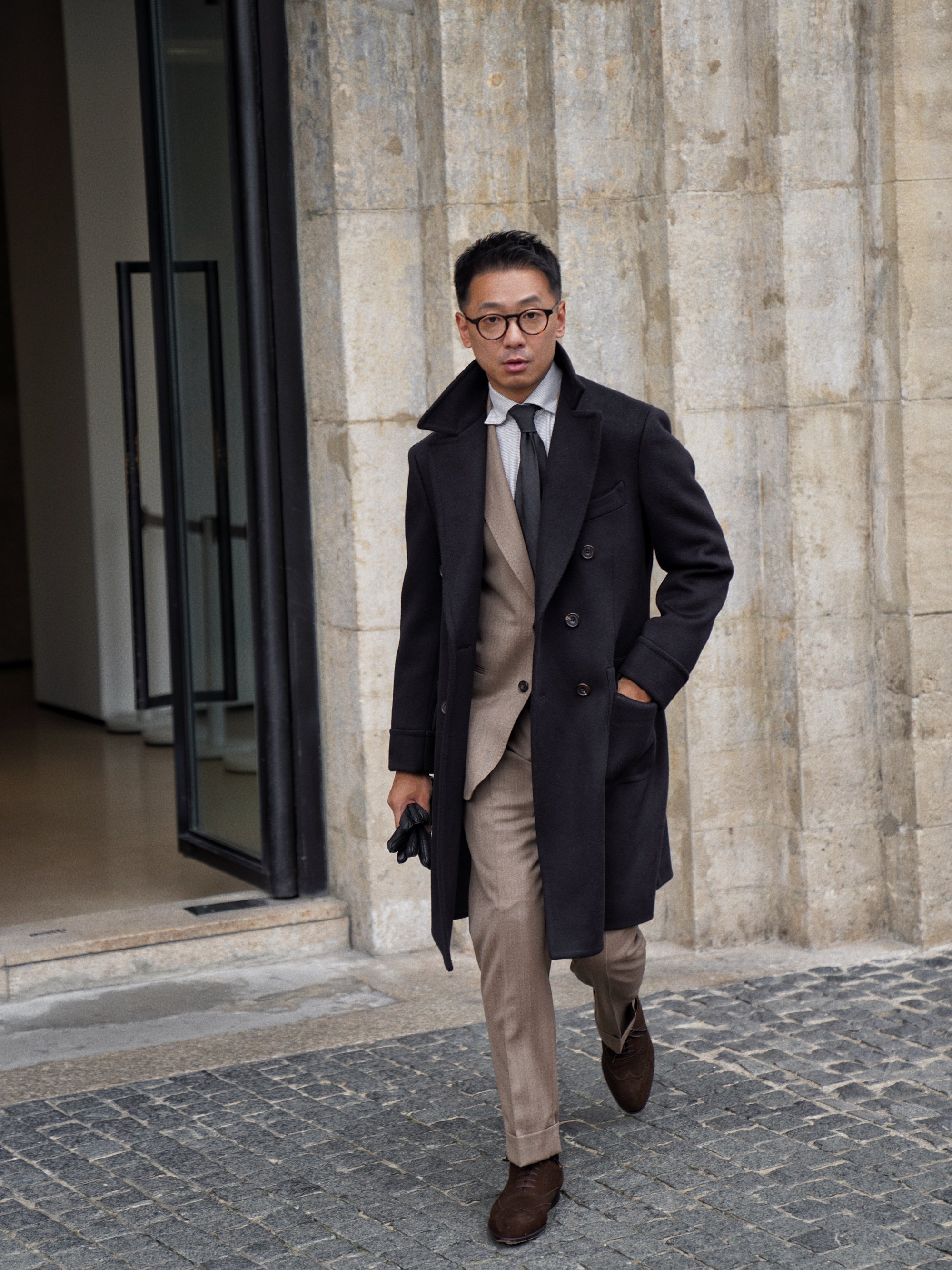 MTO Black Cashmere Polo Coat #826