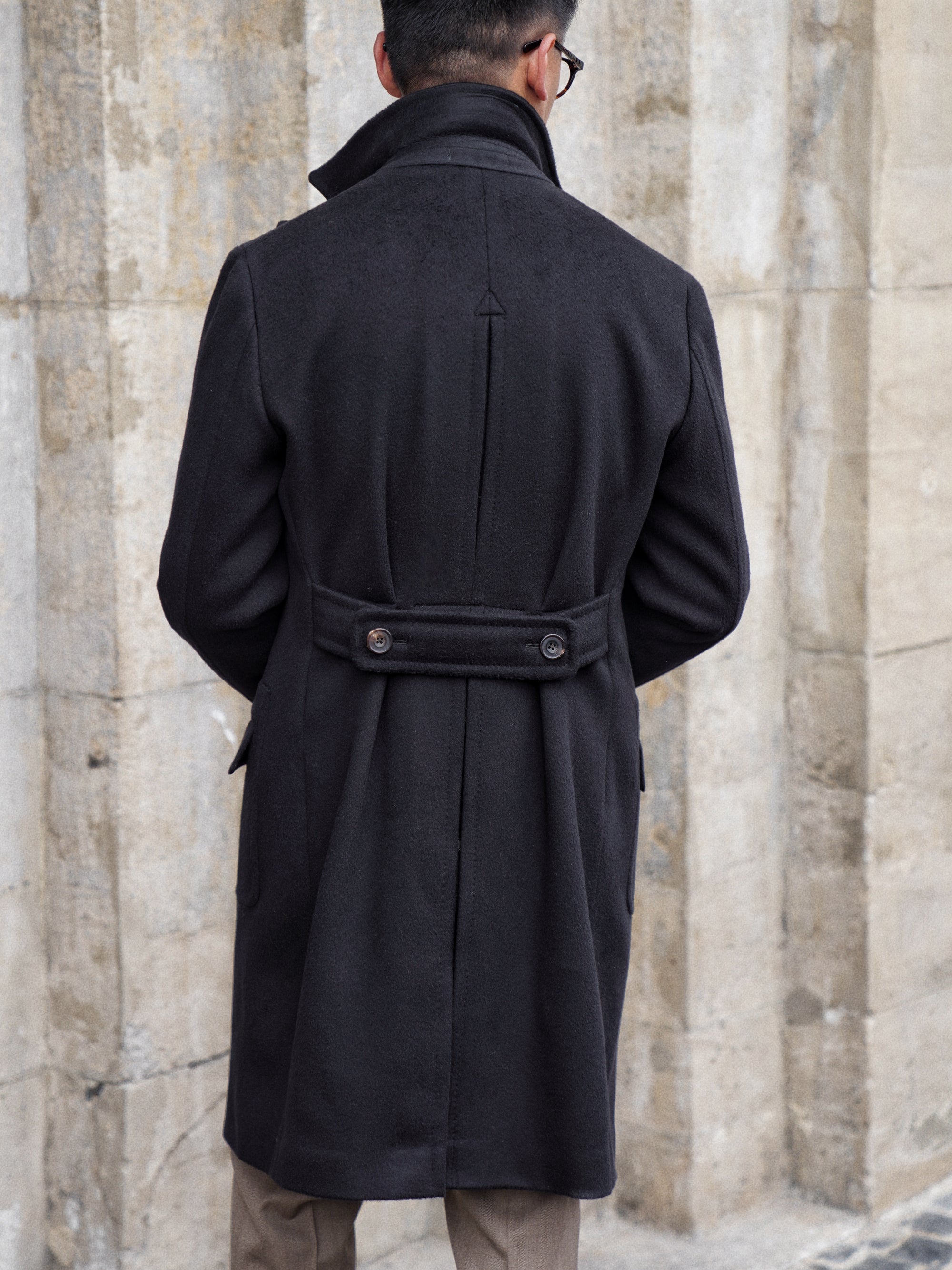 MTO Black Cashmere Polo Coat #826