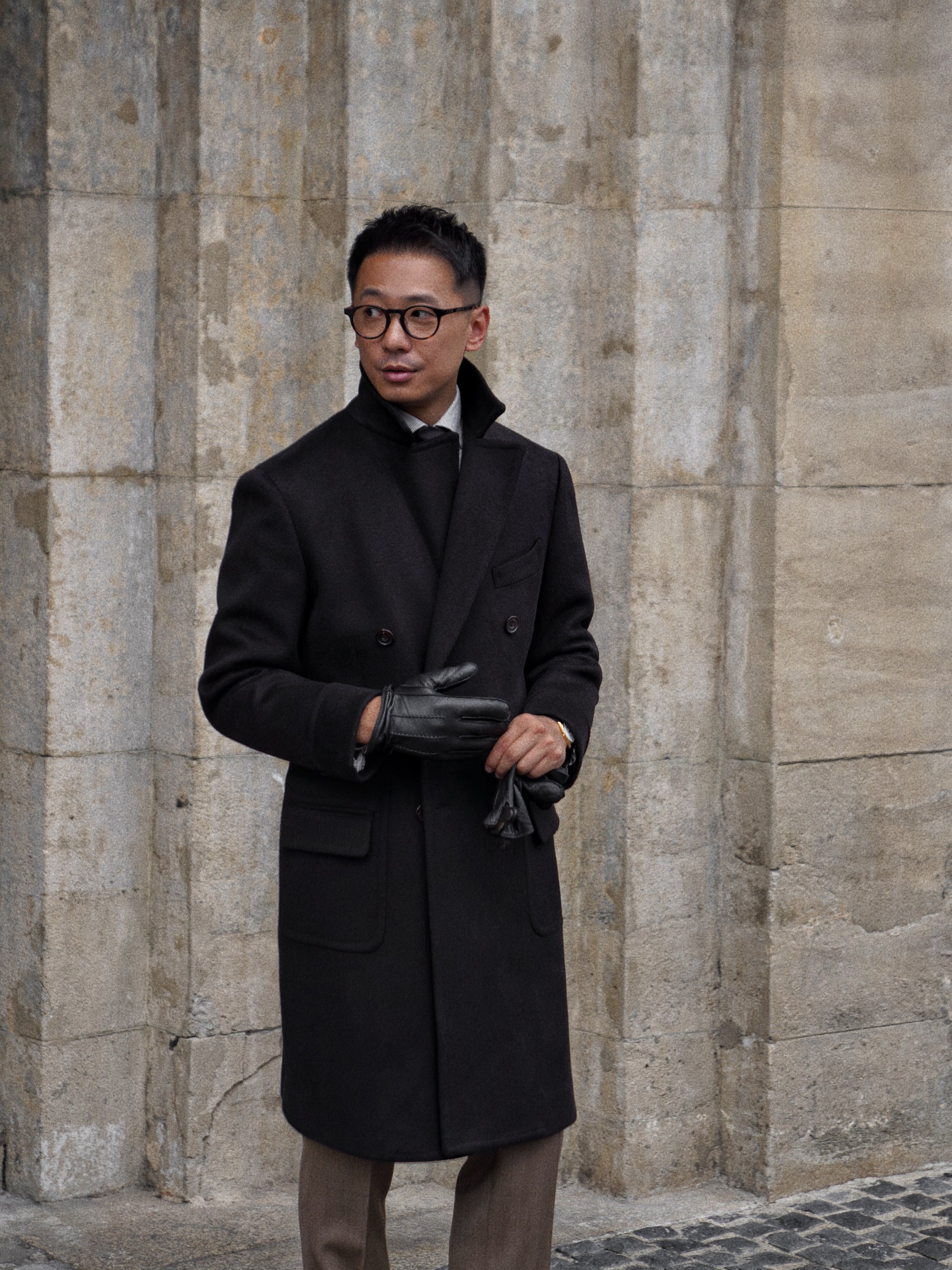 MTO Black Cashmere Polo Coat #826