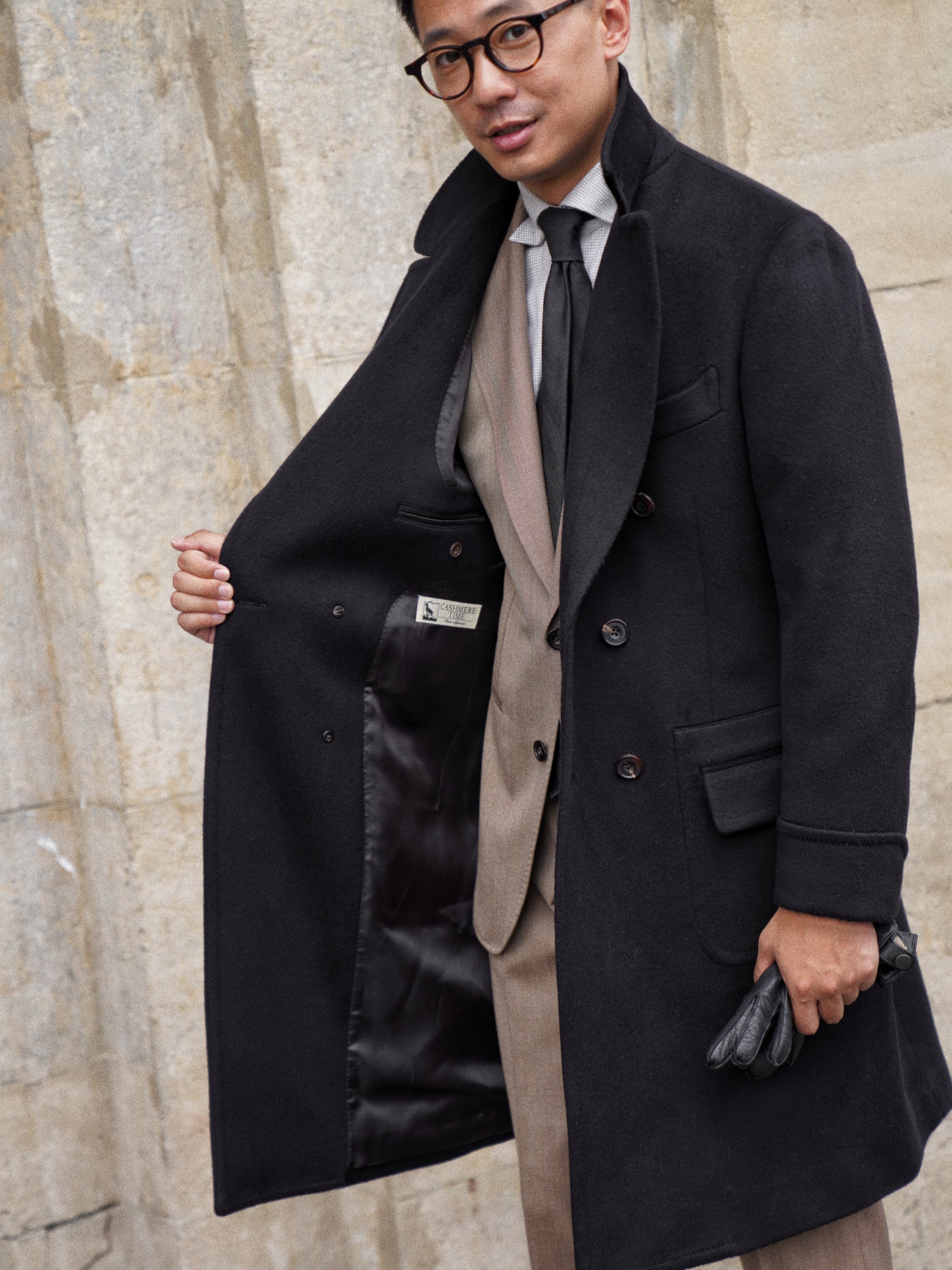 MTO Black Cashmere Polo Coat #826