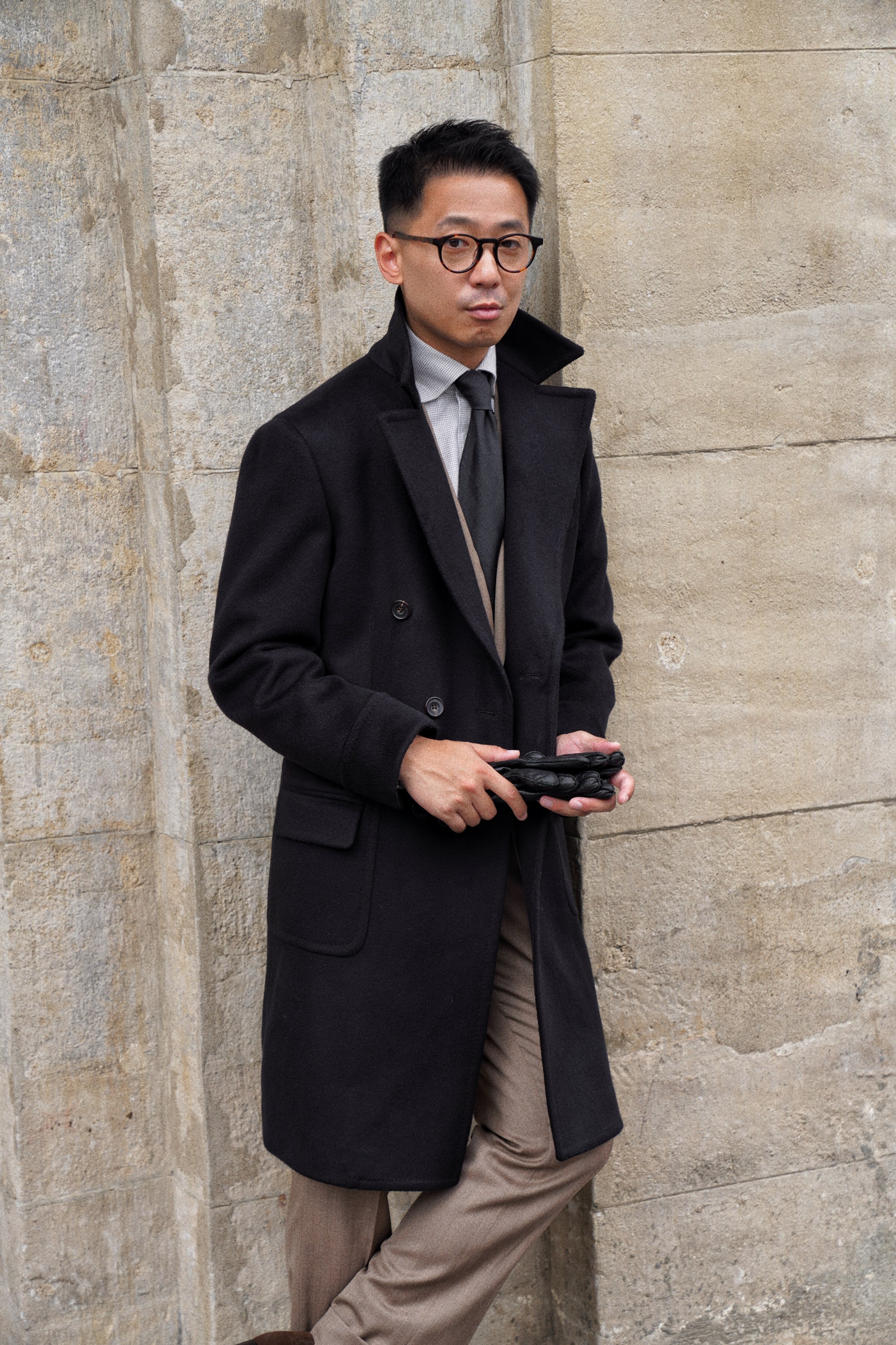 MTO Black Cashmere Polo Coat #826