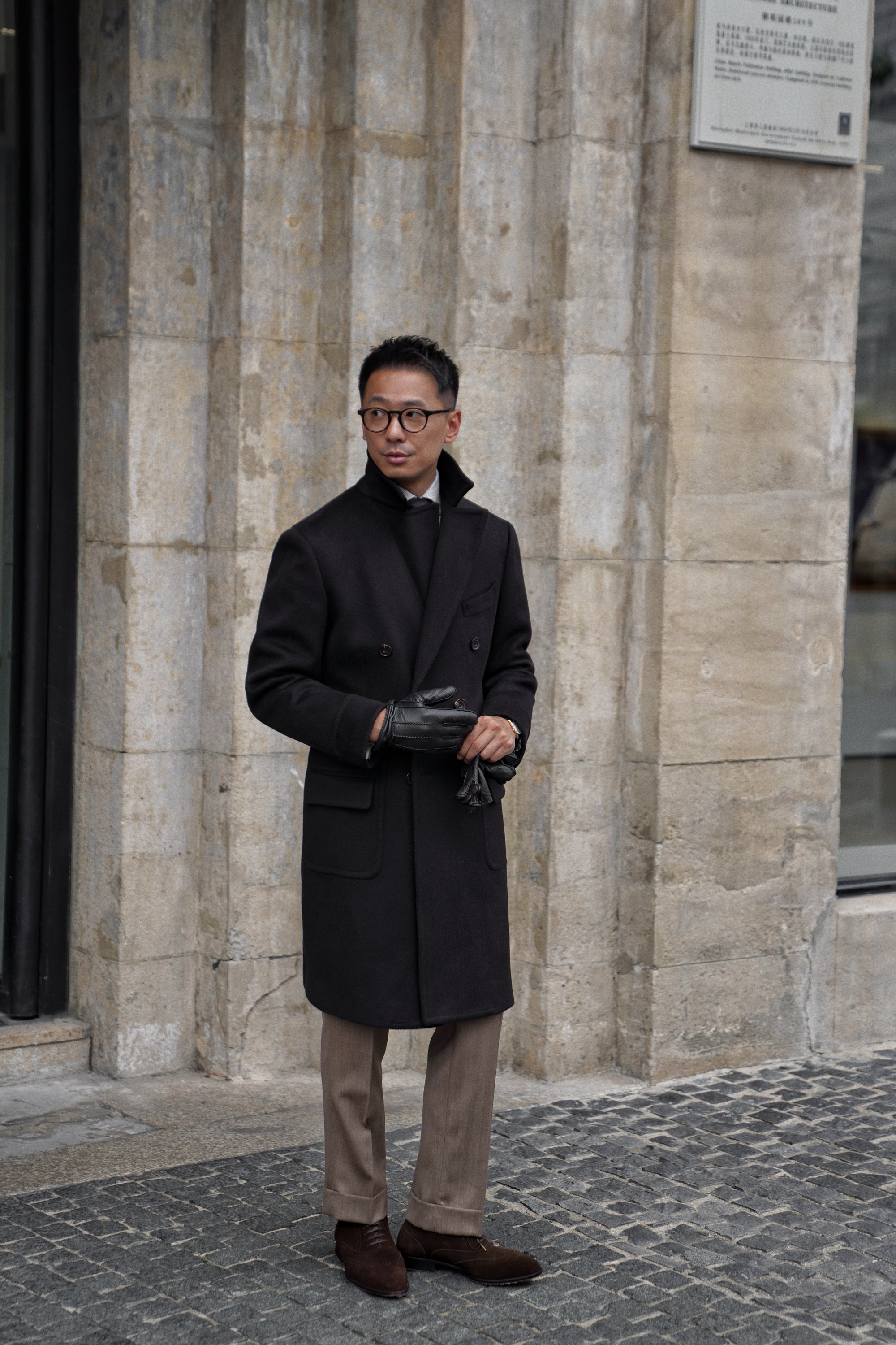 MTO Black Cashmere Polo Coat #826