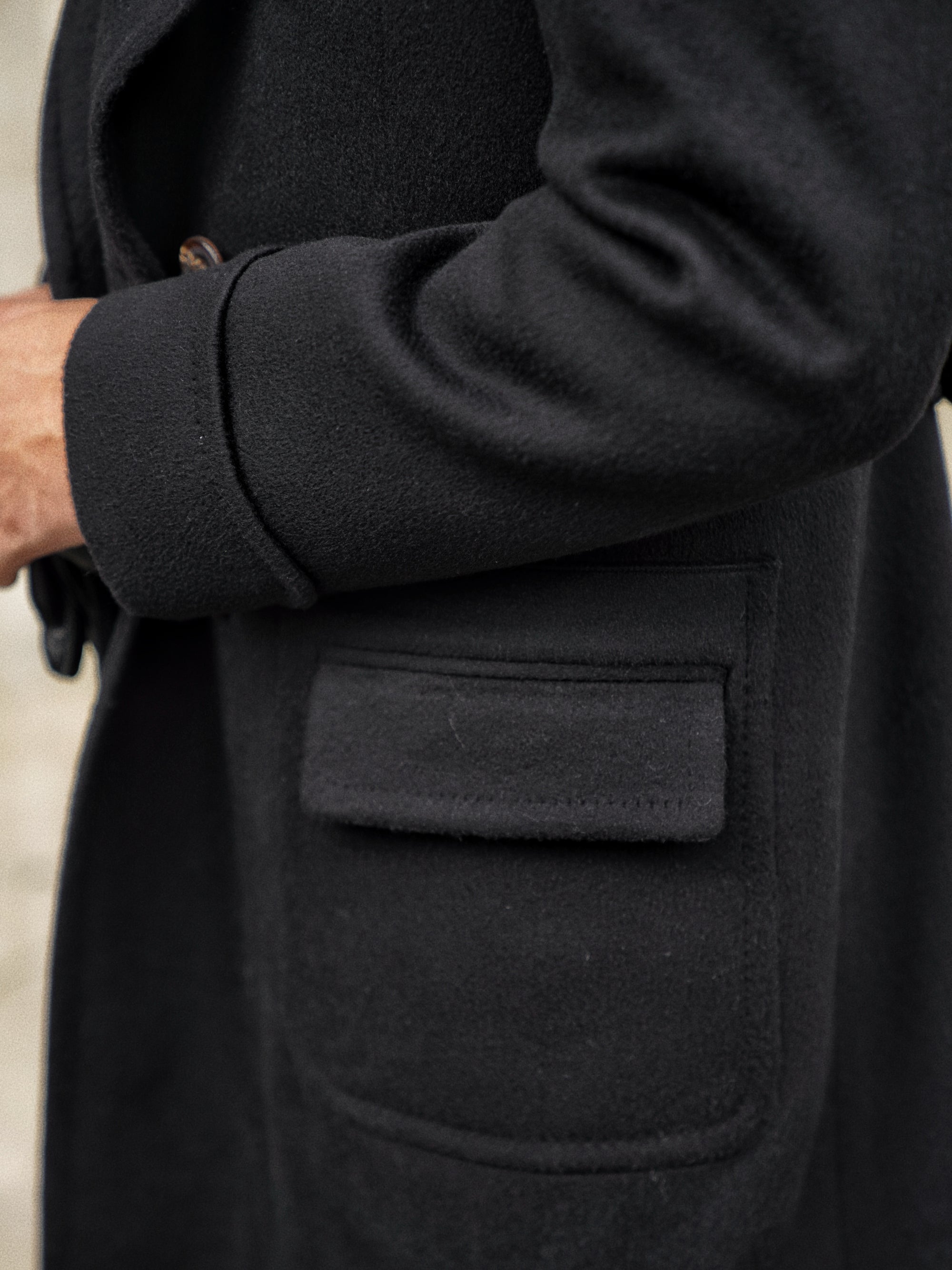 MTO Black Cashmere Polo Coat #826