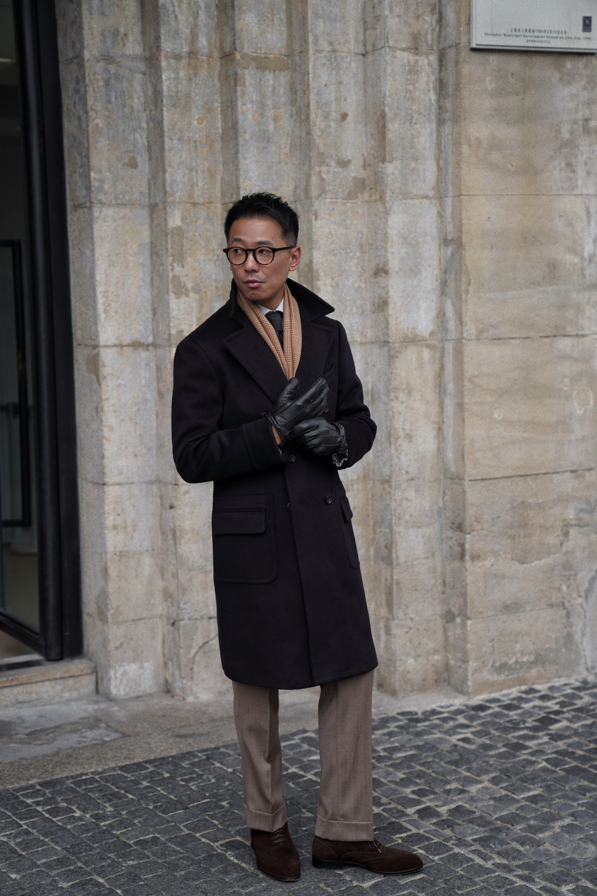 MTO Black Cashmere Polo Coat #826
