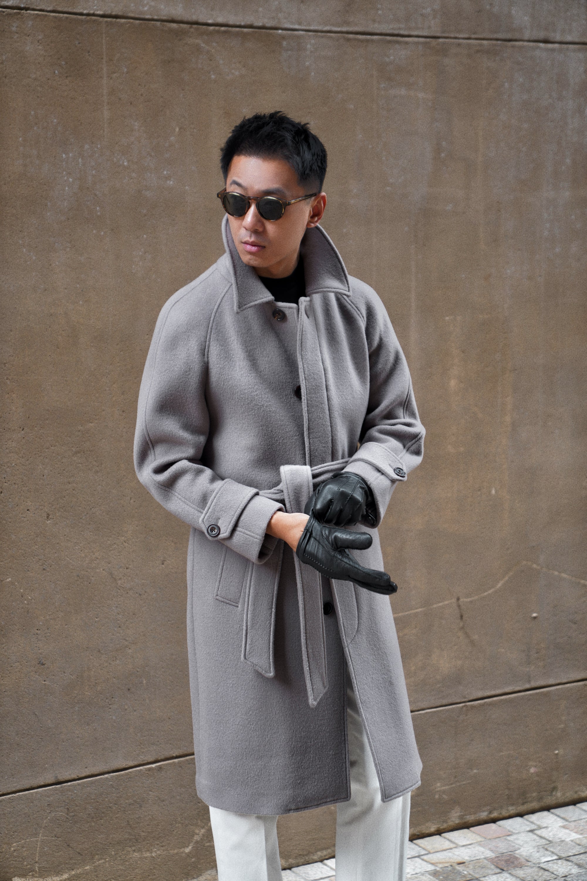 Violet Grey Wool Balmacaan Coat #853