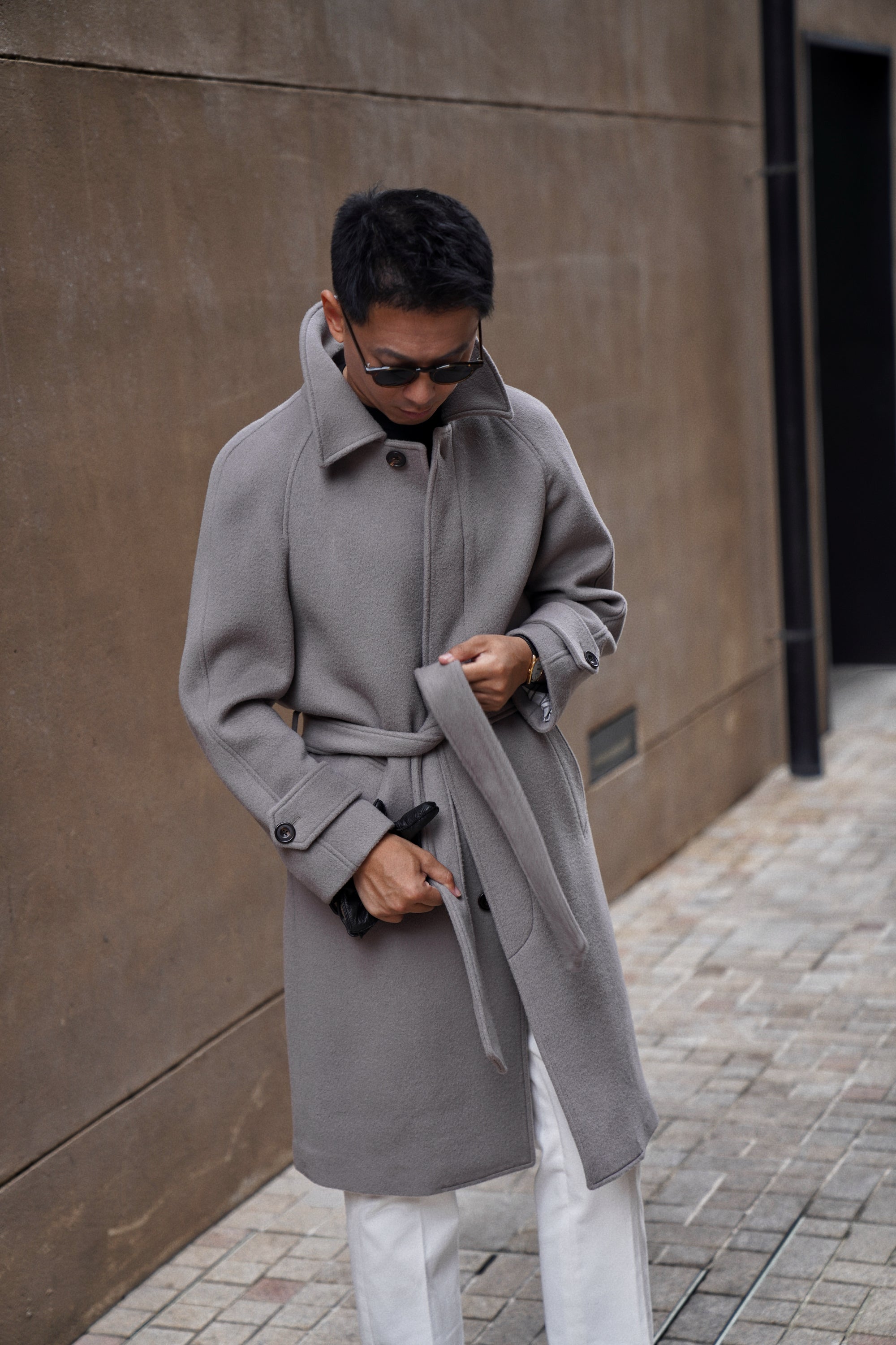 Violet Grey Wool Balmacaan Coat #853