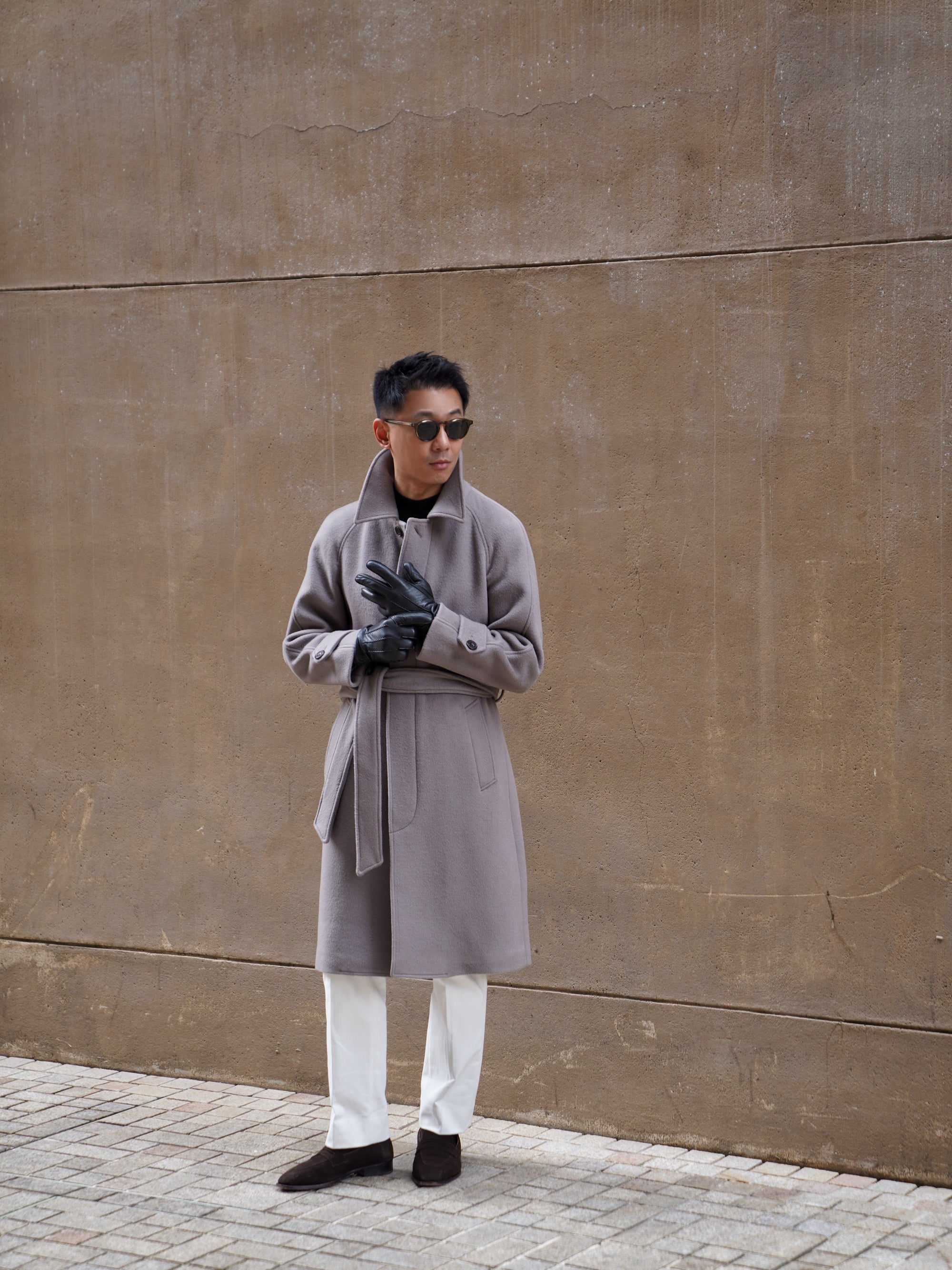 Violet Grey Wool Balmacaan Coat #853