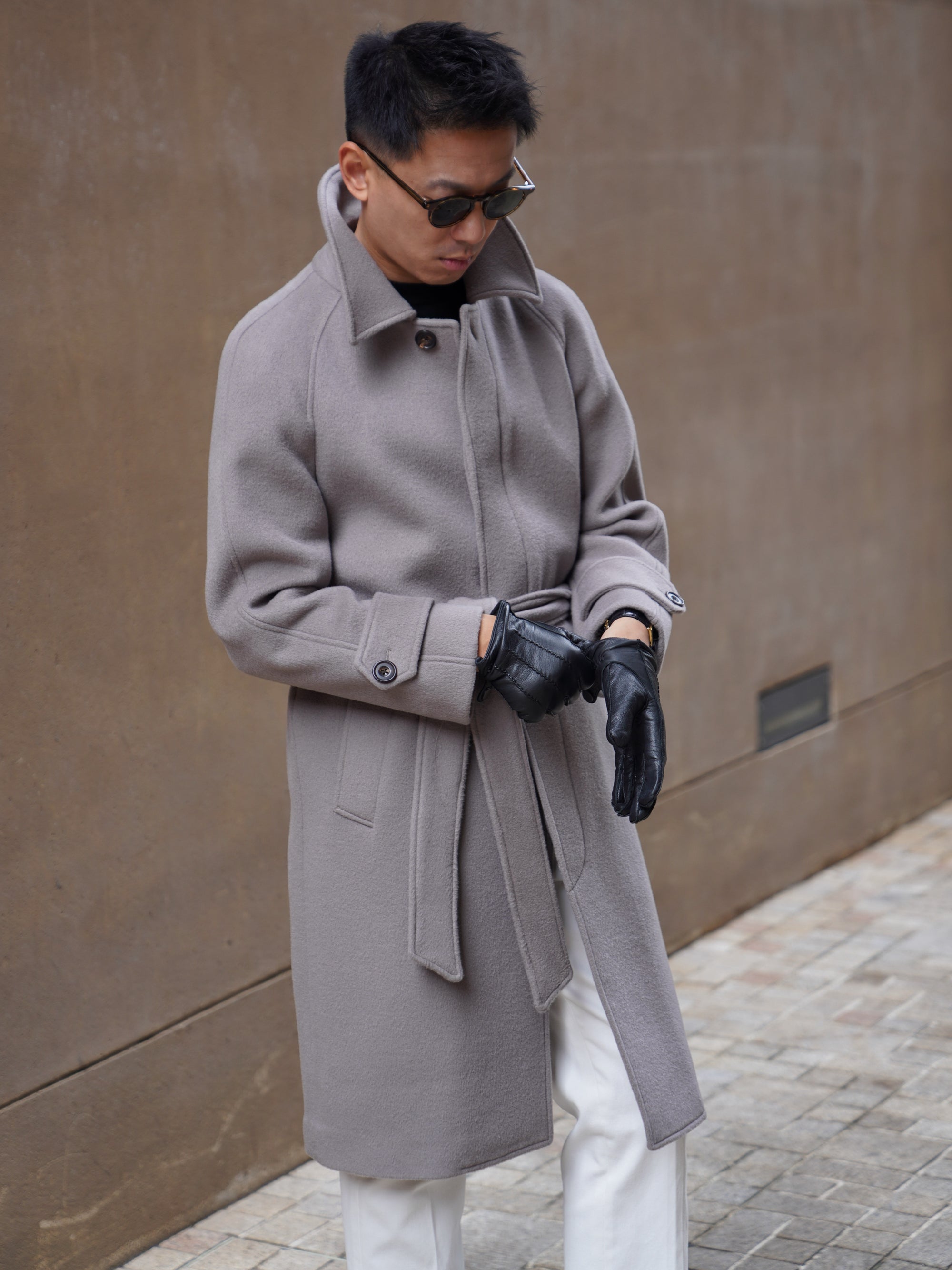 Violet Grey Wool Balmacaan Coat #853