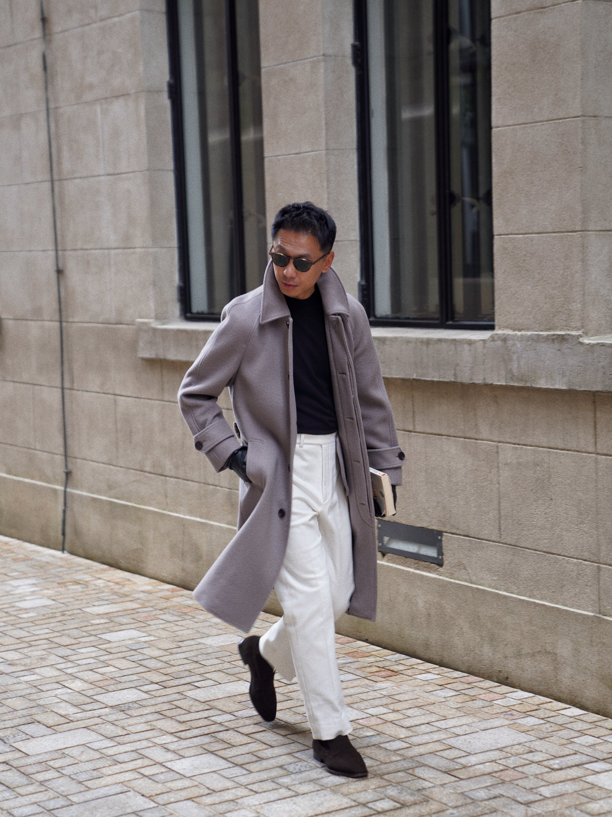 Violet Grey Wool Balmacaan Coat #853
